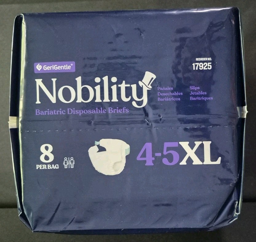 4-5xl Adult Diapers for Women & Men- 8 Bariatric Disposable Briefs with Tabs