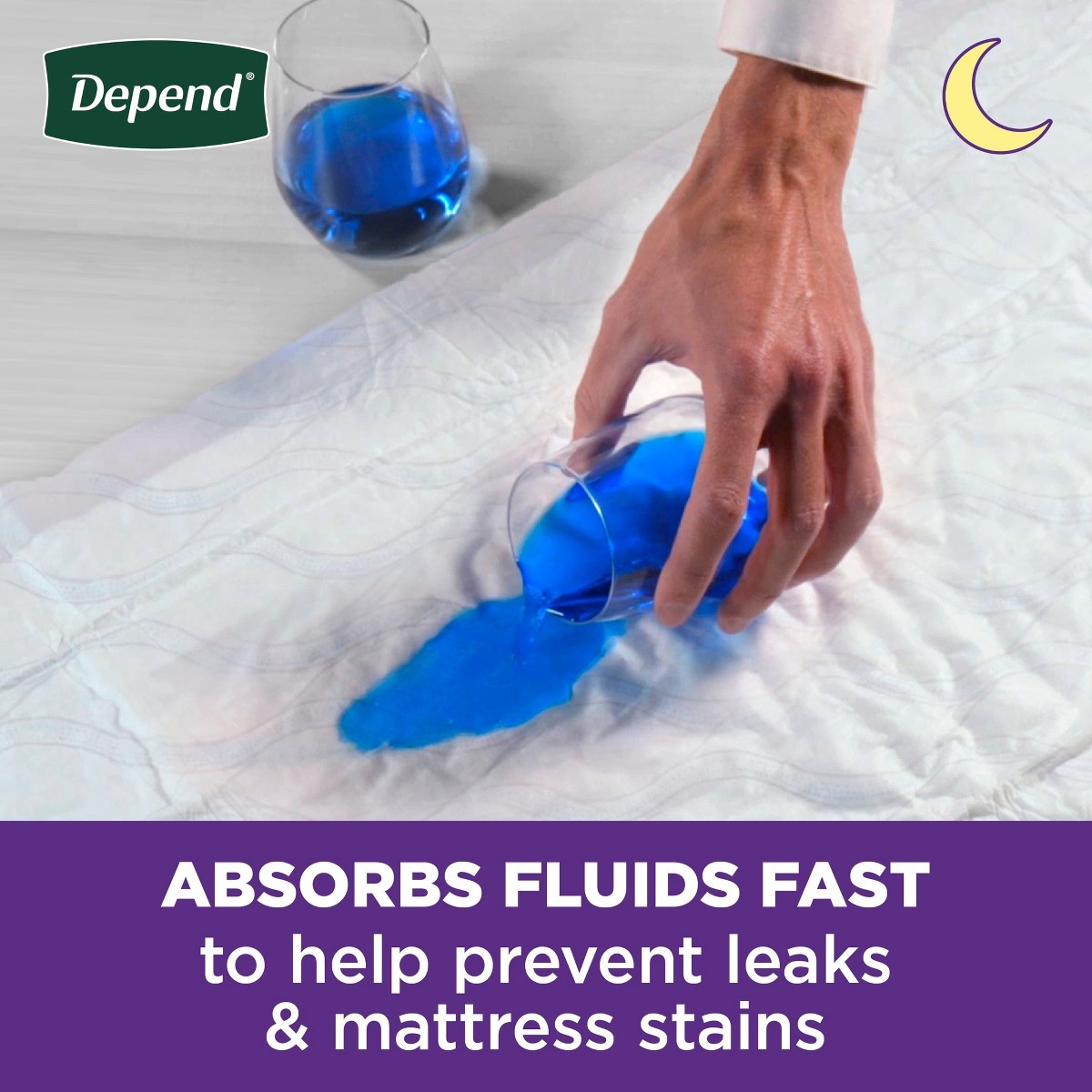 Depend Underpads/Disposable Slip Resistant Incontinence Bed Pads for Adults-12ct