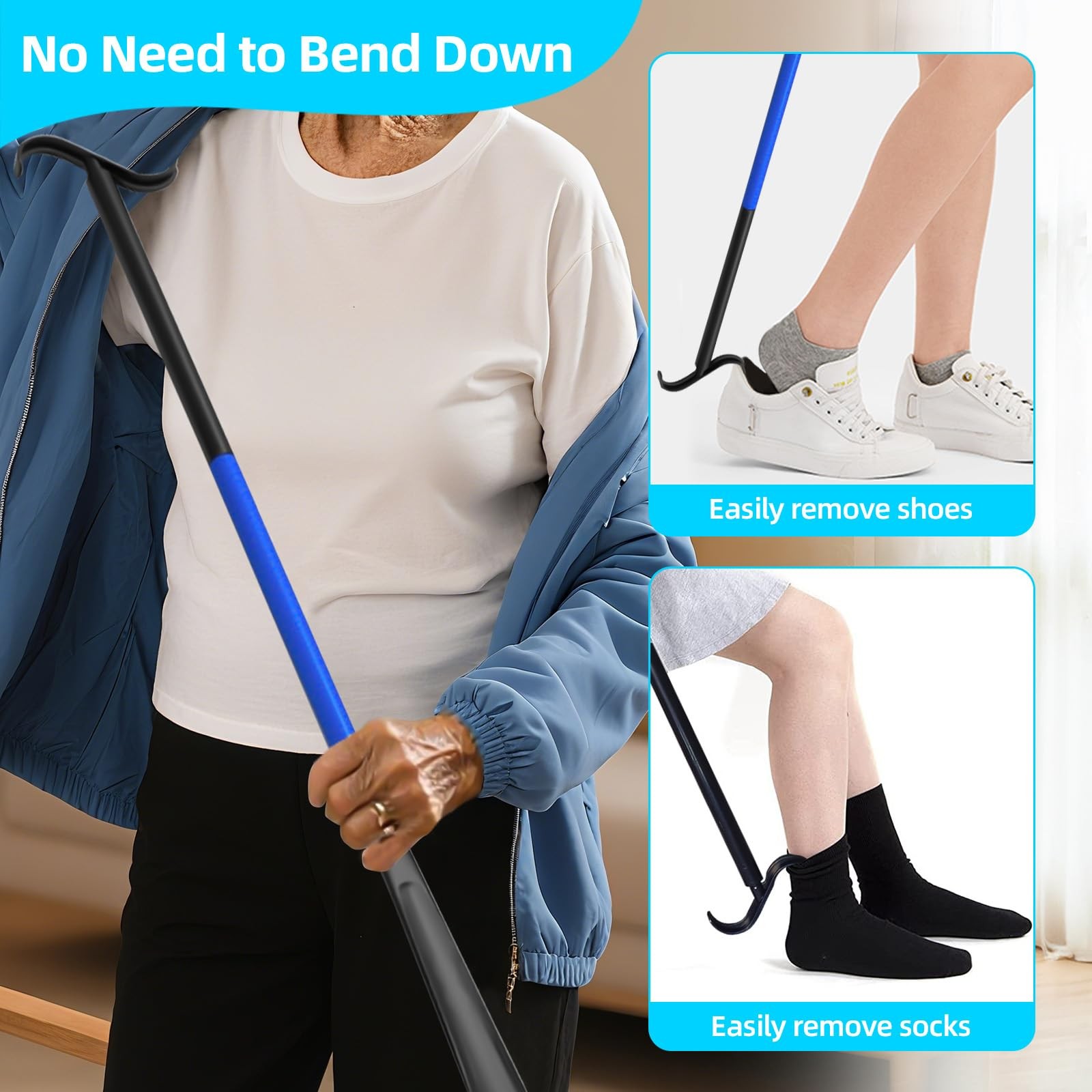 Sock Aids for Putting On Socks, Assistant Device No Bending 3pcs