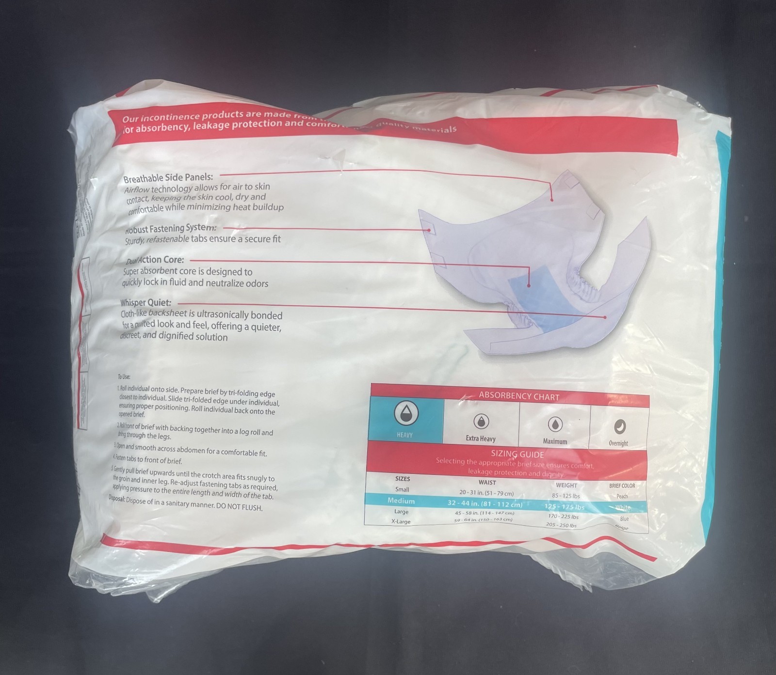 Cardinal Health Quilted Adult Briefs Wings Plus Medium 32″ – 44″ (pack of 12)