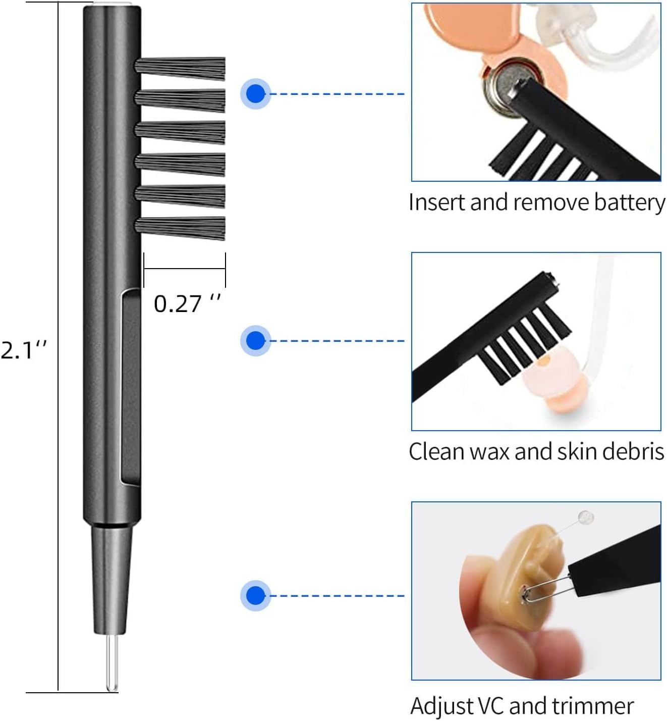 Complete Hearing Aid Care Kit: 24 Wax Guards and Cleaning Brushes for All Brands