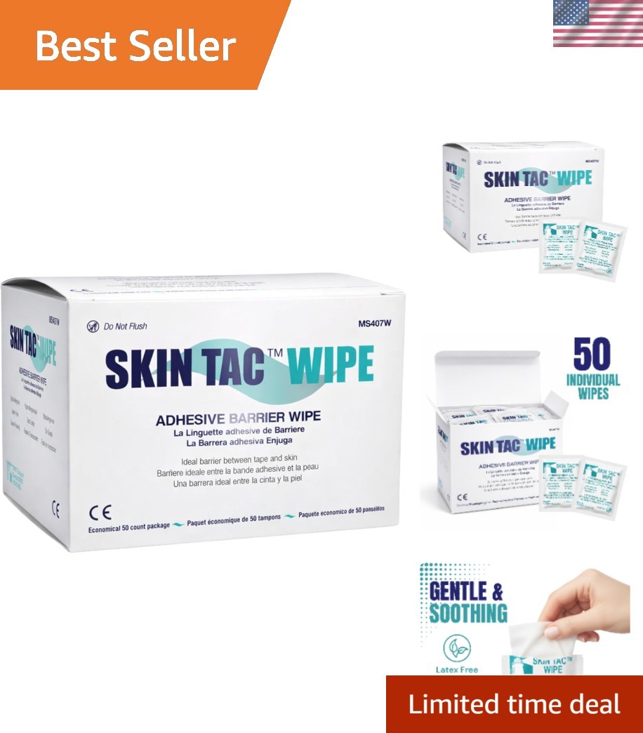 Skin Tac Hypoallergenic Wipes – 50 Count for Effective Ostomy Preparation