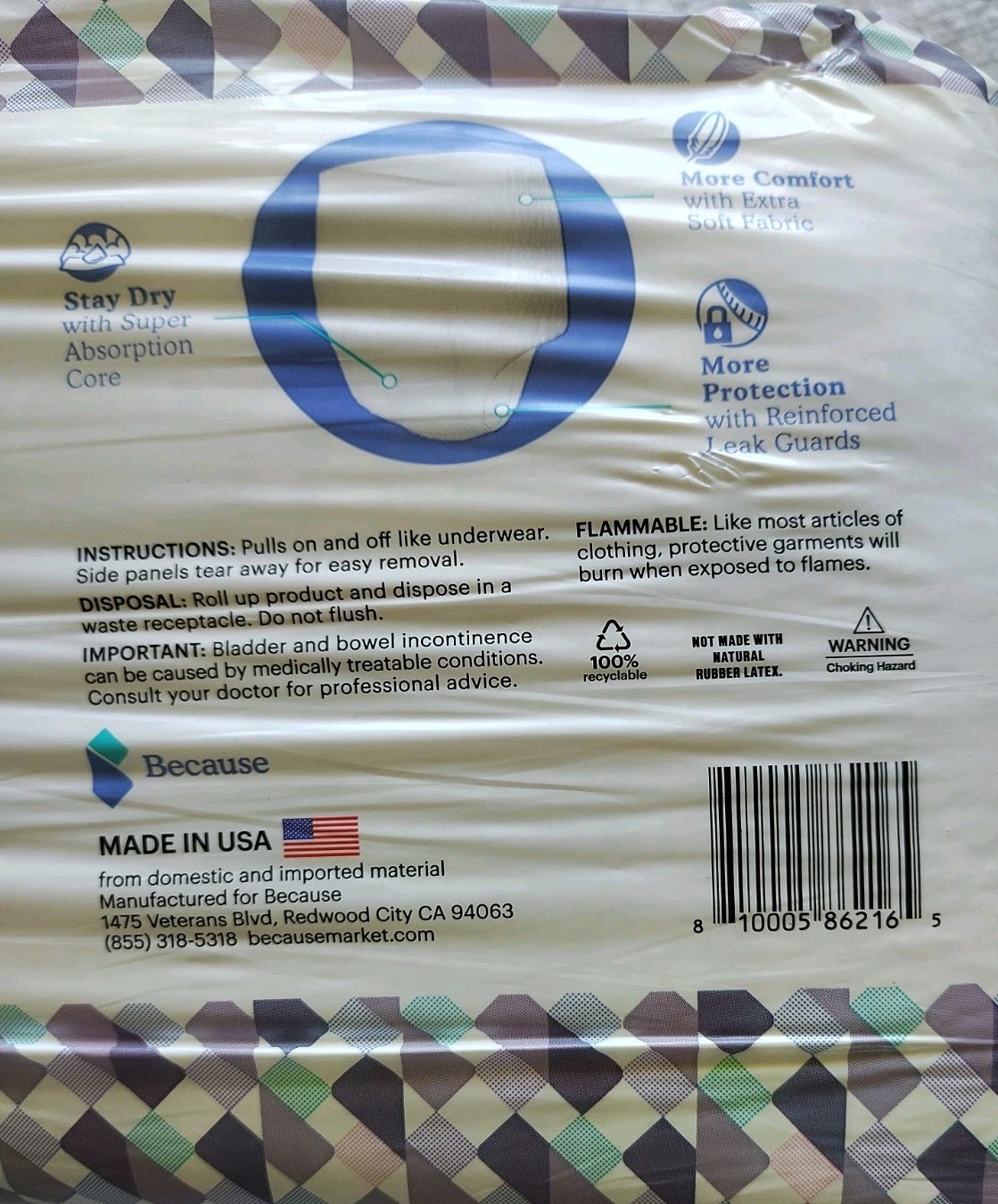 Because Unisex Premium Overnight Plus Pull Up Underwear Absorbent Size XL