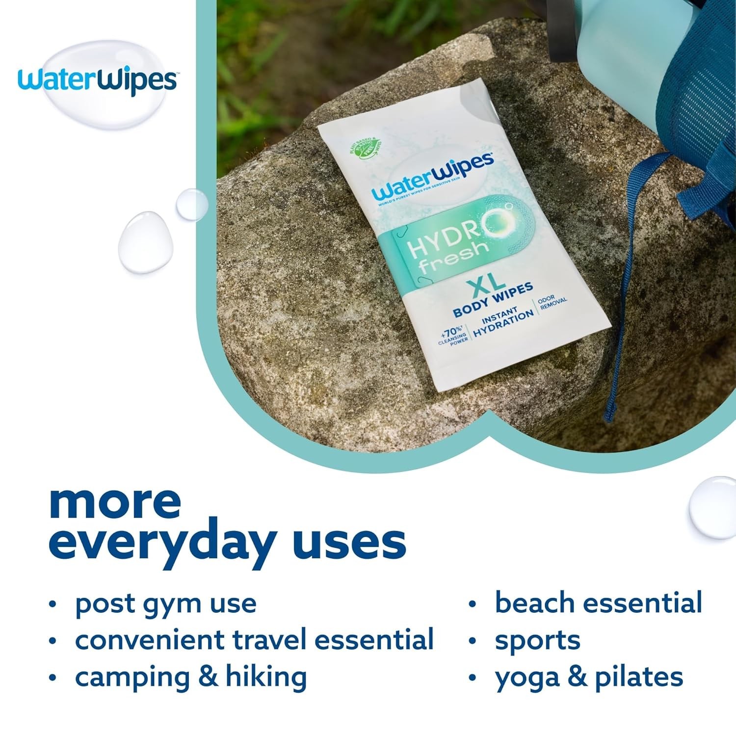 WaterWipes HydroFresh Refresh Wipes, 108 Count, XL Body Cleaning Wipes