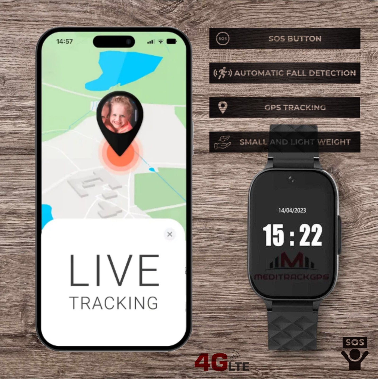 4G GPS Smart Adult Medical Alert Watch Waterproof, Touch Screen, SOS Button, BP