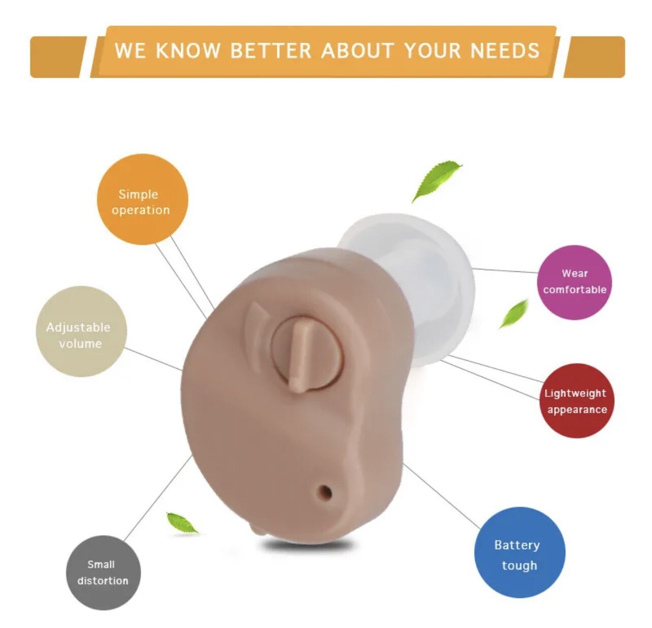 K-80 Adjustable Acousticon In Ear ITE Hearing Aids/Aid Audiphone Sound Amplifier