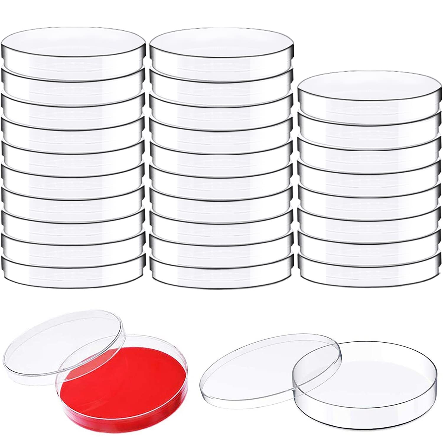 30 Pack Plastic Petri Dishes with Lids, 90 X 15Mm Sterile Culture Dishes