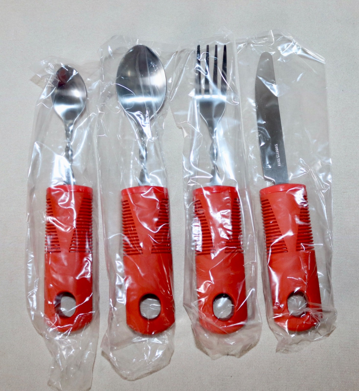 Carex Adaptive Cutlery Set ~ Red Set of 4 Oversized Bendable Utensils BRAND NEW