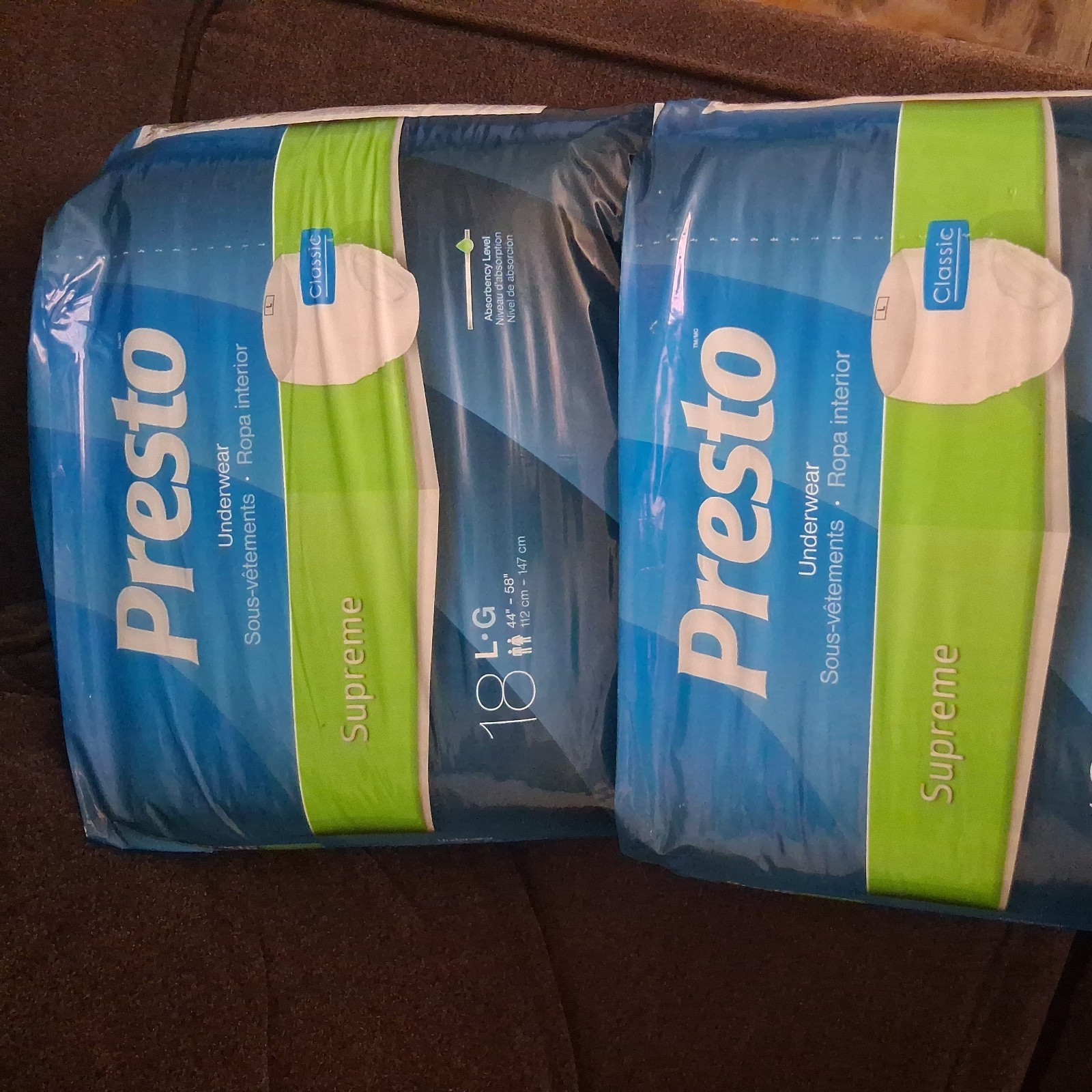 PRESTO Adult Diapers SUPREME UNDERWEAR Large MAX ABSORBENCY 18 COUNT SALE New