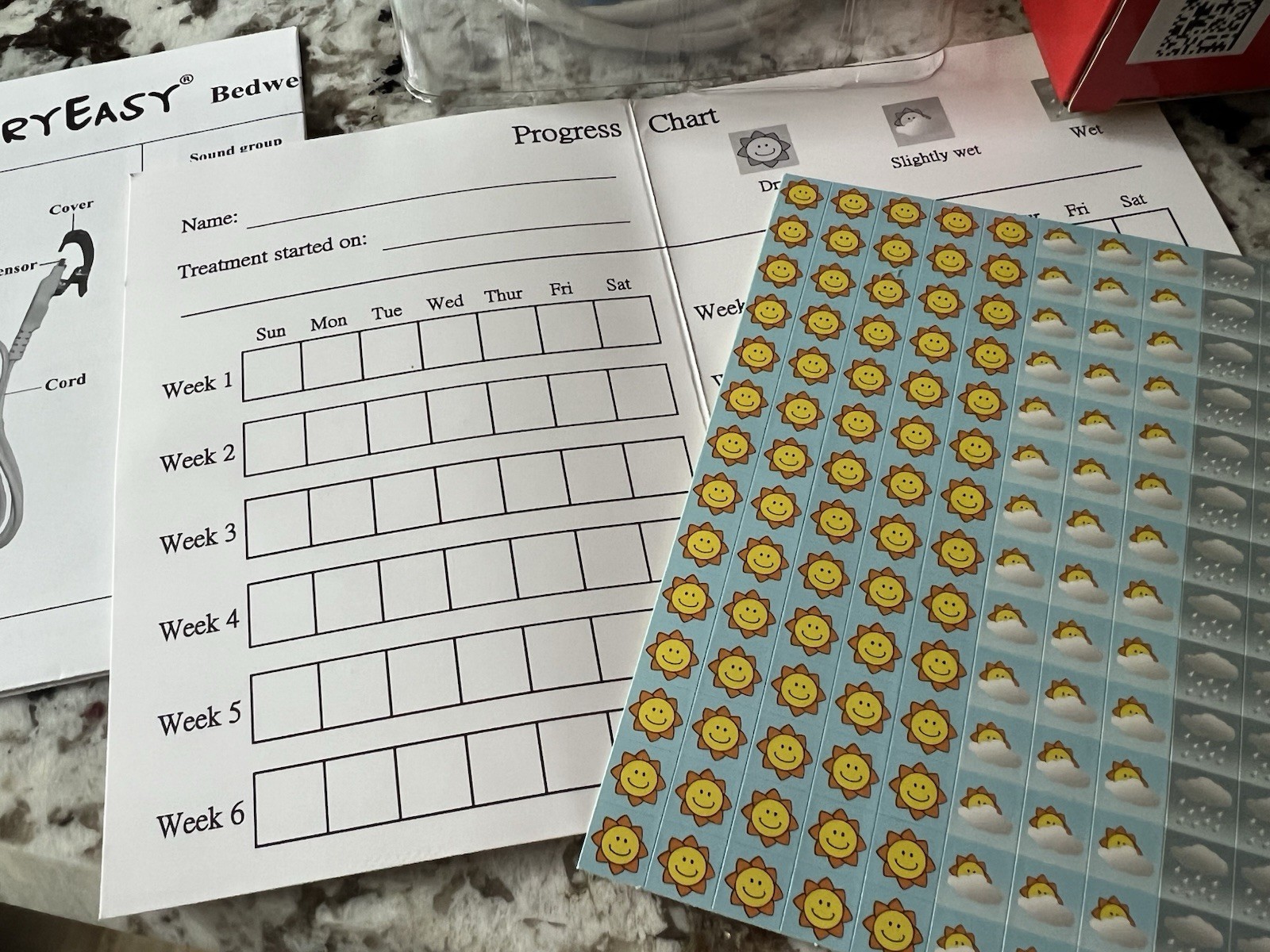 DryEasy Bedwetting Alarm w/ Vibration & Volume Control, Blue EUC