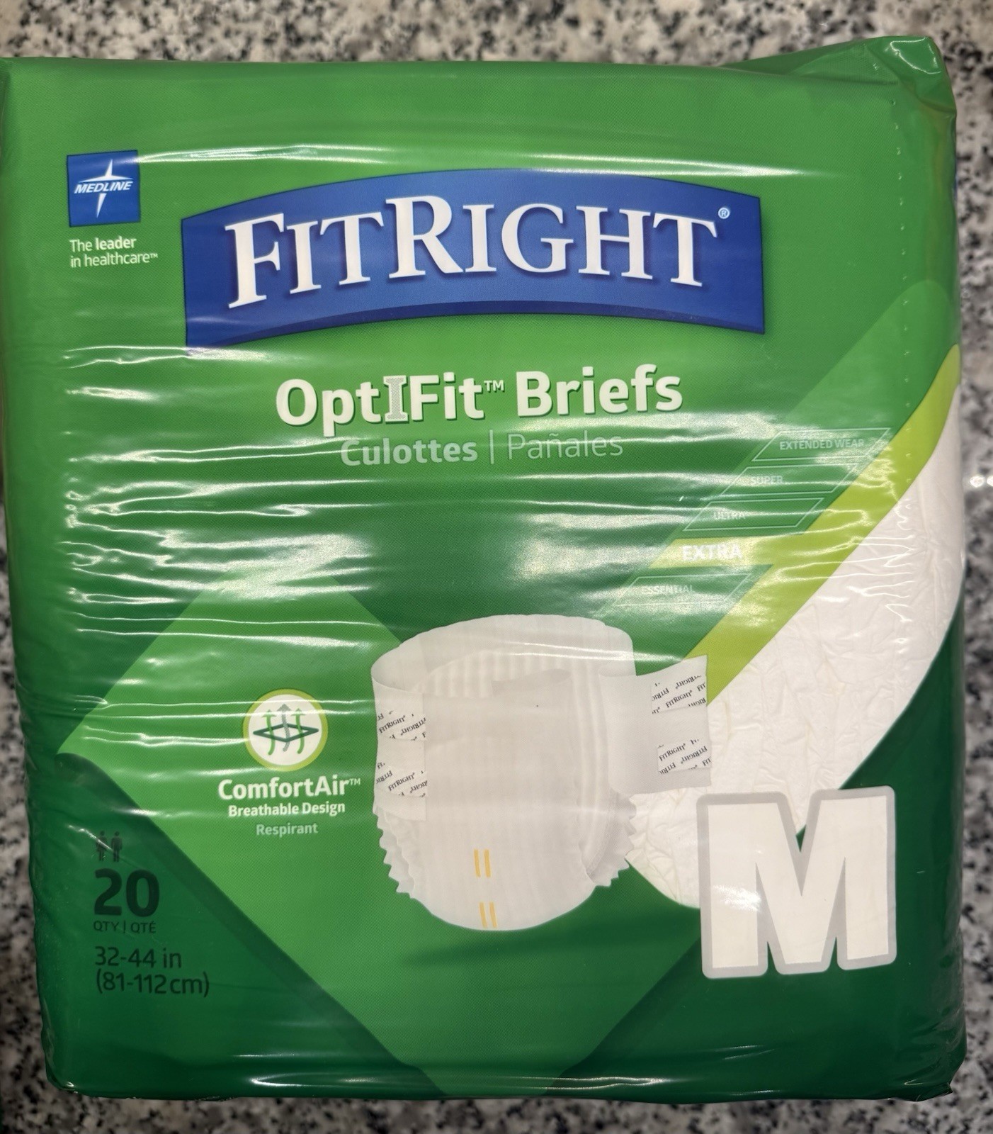 FitRight Ultra Adult Incontinence Brief Underwear Men or Women Size Med 20count