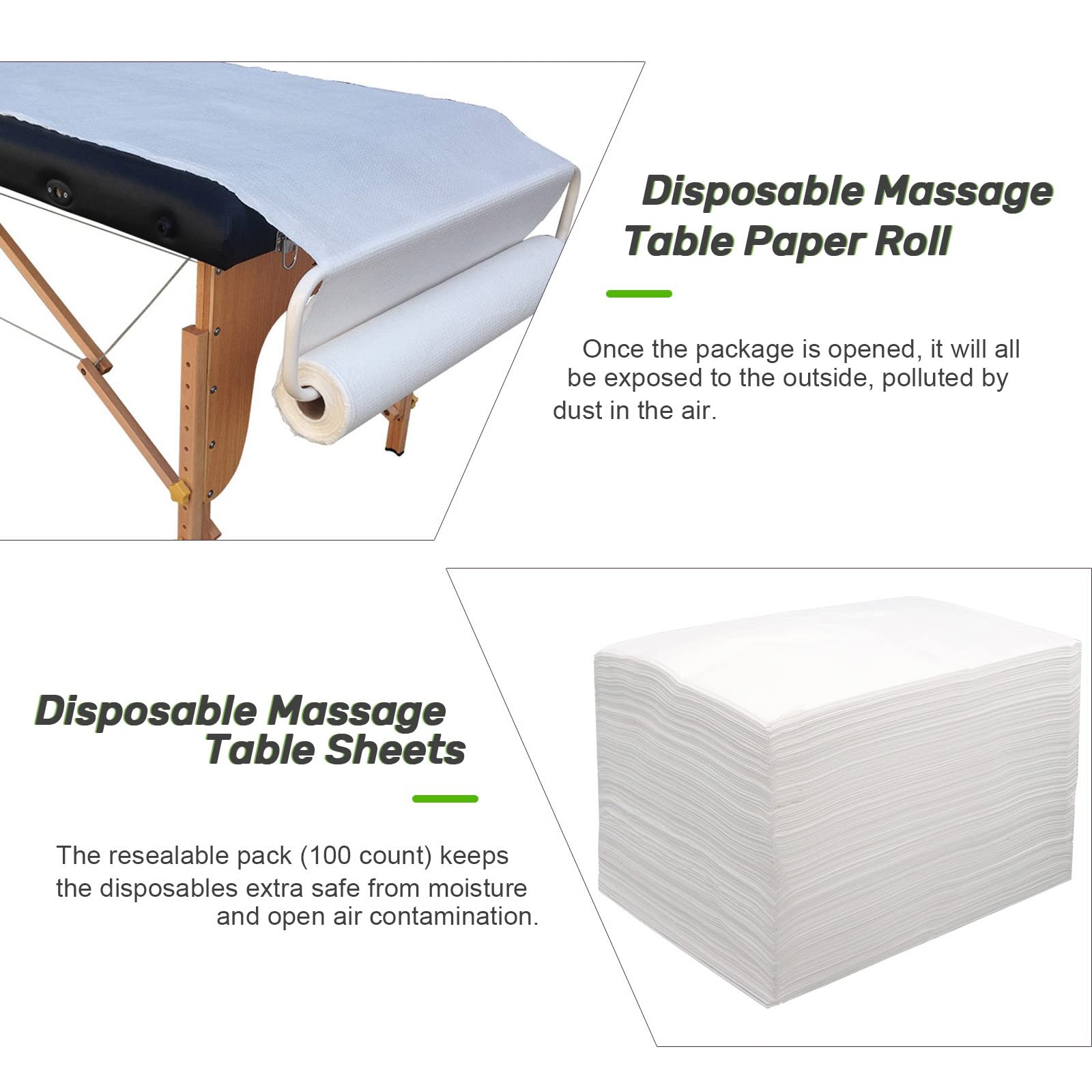 Tvvcalk 100pcs Massage Table Sheets, 31×70 Inch (Pack of 100), White-100PC