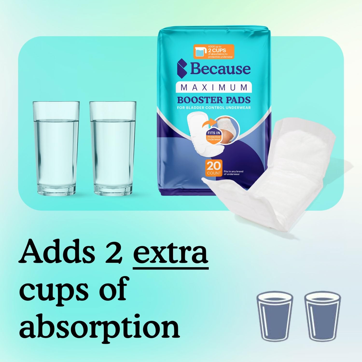 Maximum Incontinence Booster Pads, Adult Diaper Doubler Adds 2 Cups of Extra …