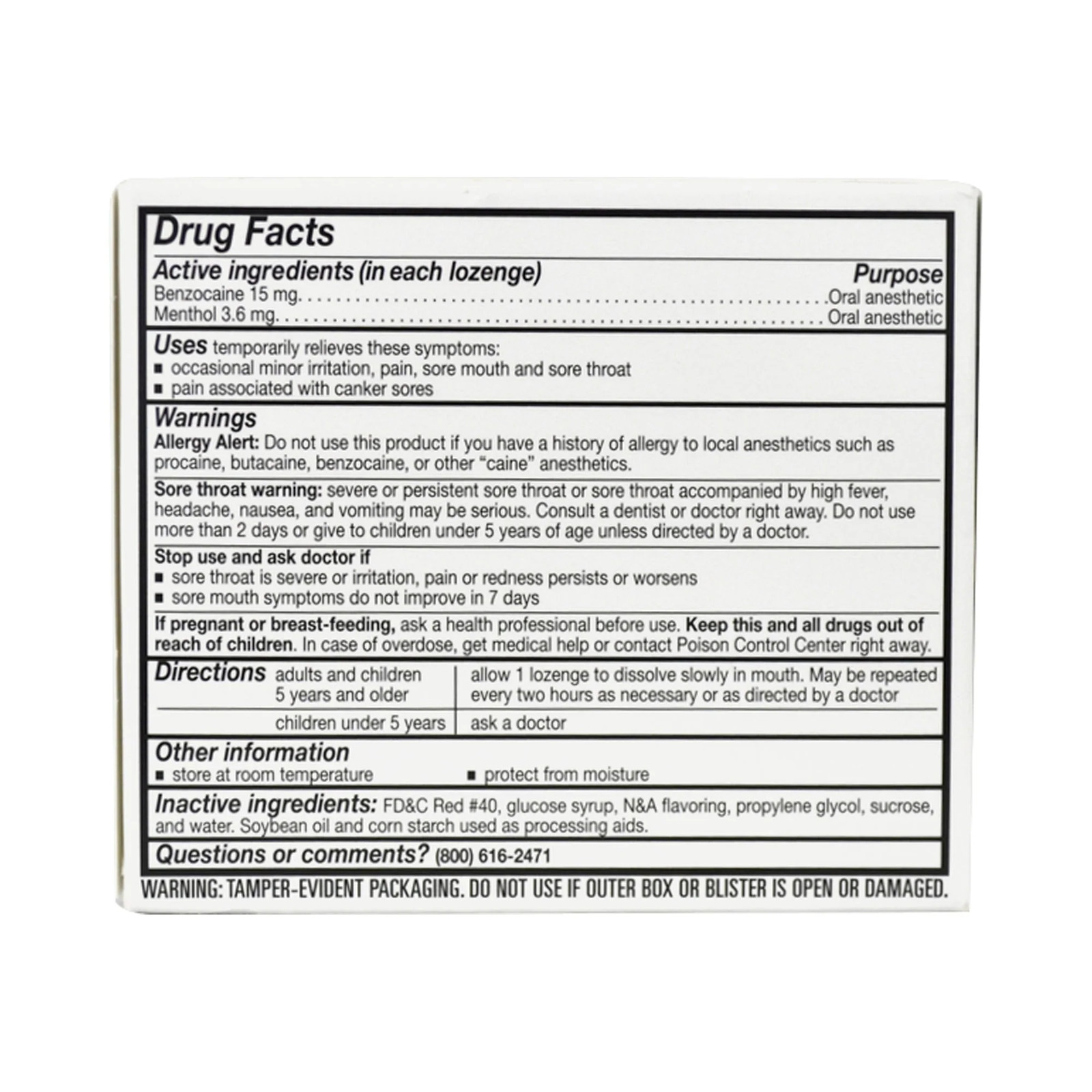 Major Sore Throat Relief Lozenges, 18 count