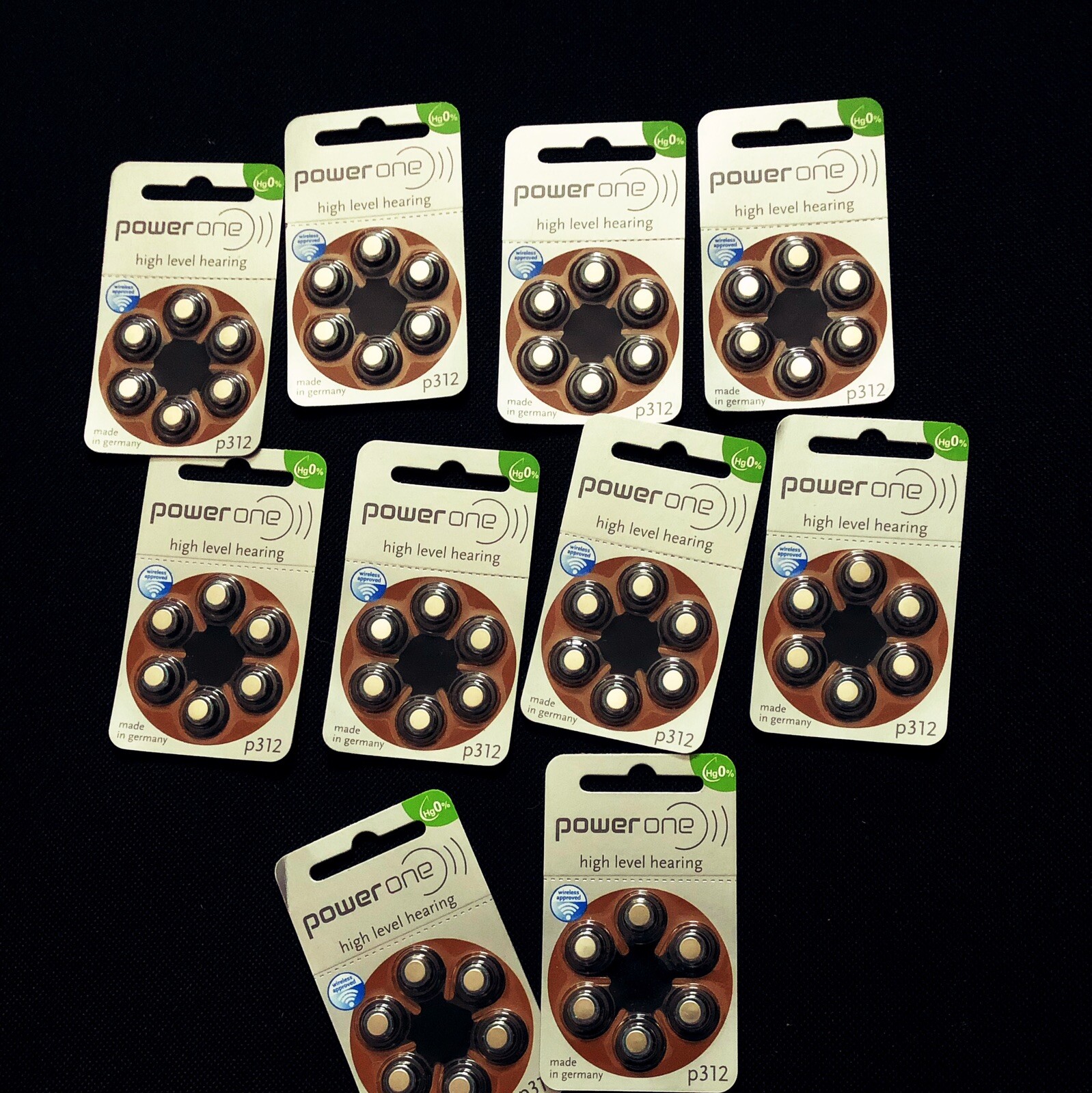 Lot Of 10 Power One Zinc Air Hearing Batteries 6 PR41 312 1.4V Exp 04/2023