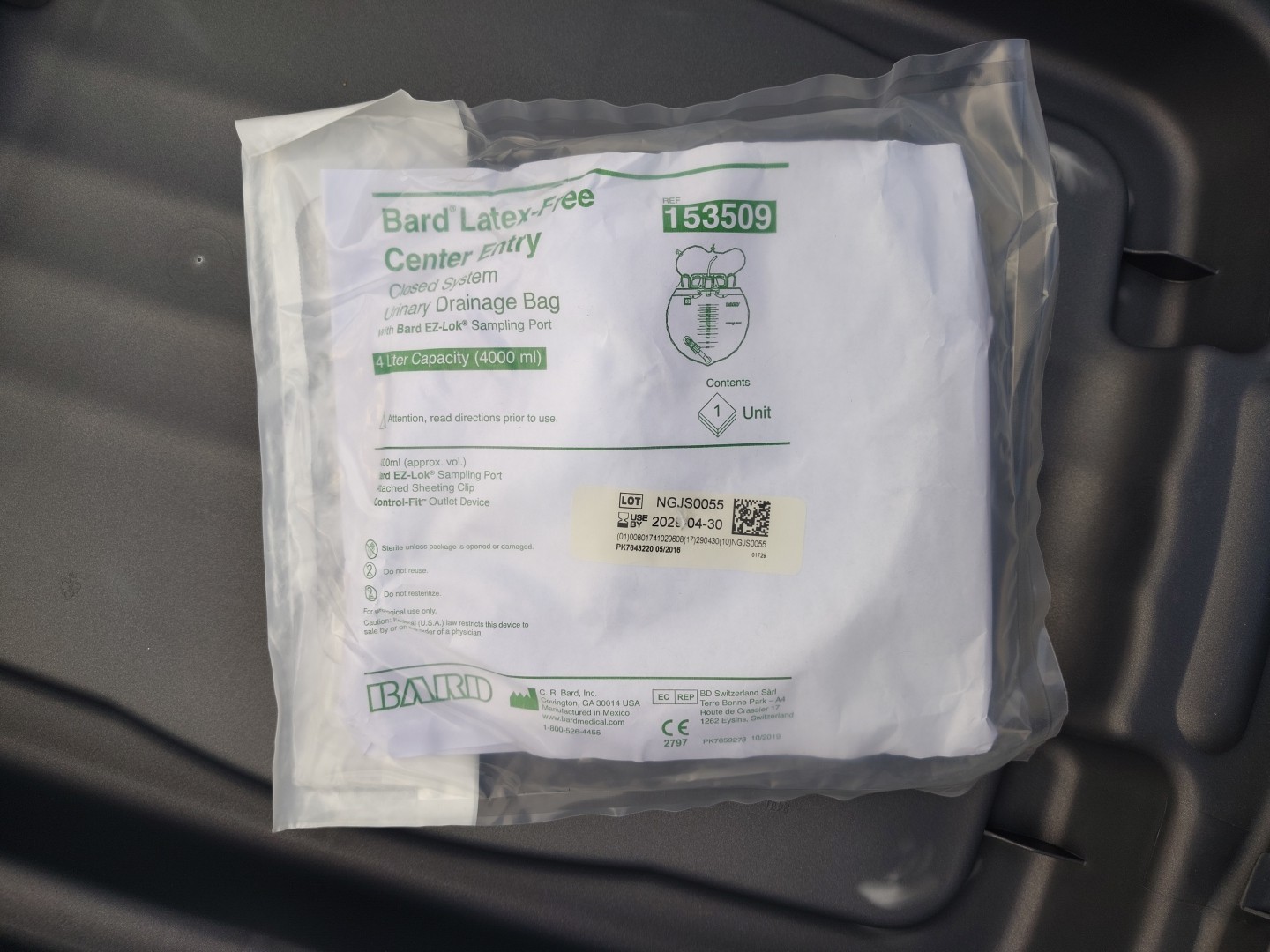 1 BARD 4 Liter Capacity 4000 Ml Urinary Leg Bags with Flip Flow Valve ref:153509