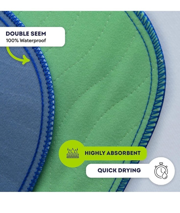 IMPROVIA® Washable Underpads, 34″ x 36″ (Pack of 4) – Heavy Absorbency Reusable