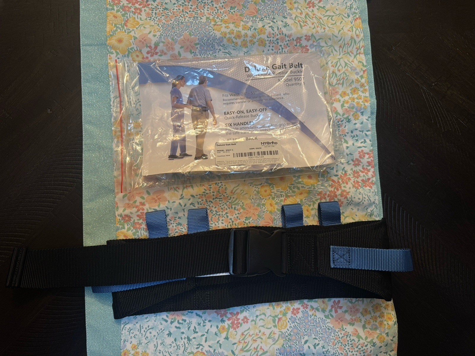 NYOrtho Deluxe Gait Belt 9507 Transfer Belt Quick Release 6 Handles 28-55