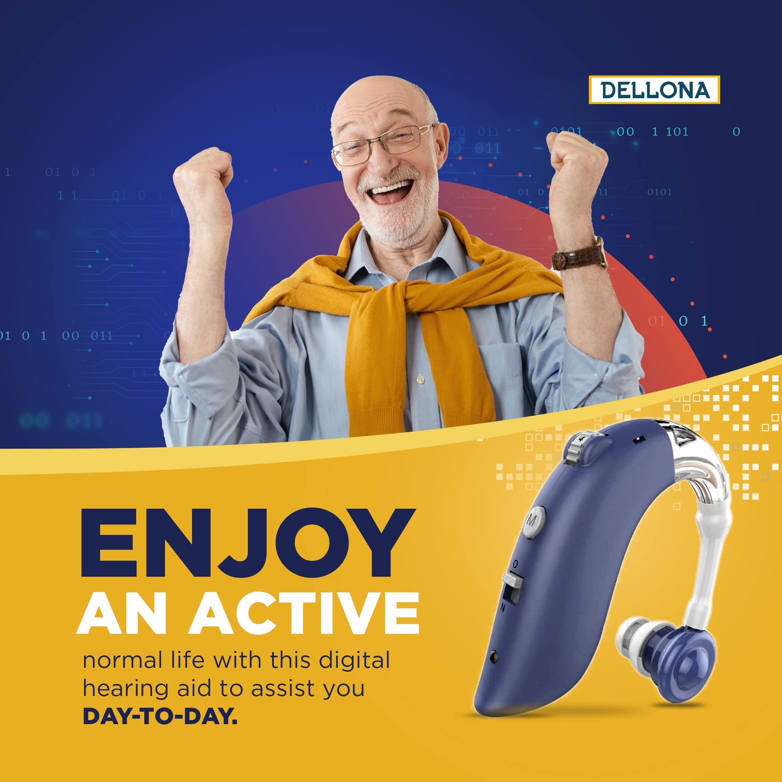 DELLONA High-Performance Hearing Aids for Seniors, OTC Rechargeable Blue