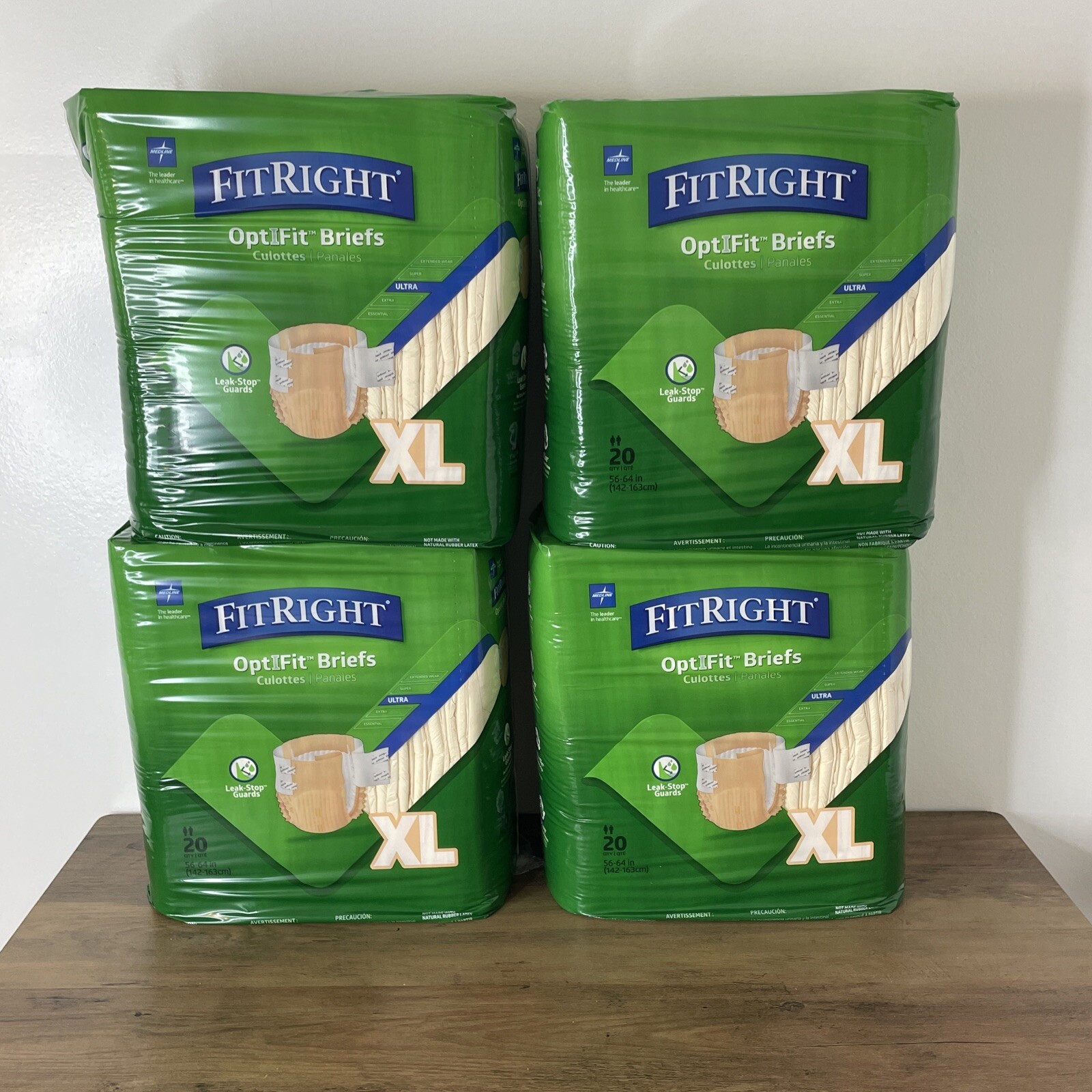 NEW 4 Packs Medline Fit Right Optifit Briefs XL 20 Count Ultra Adult Diapers