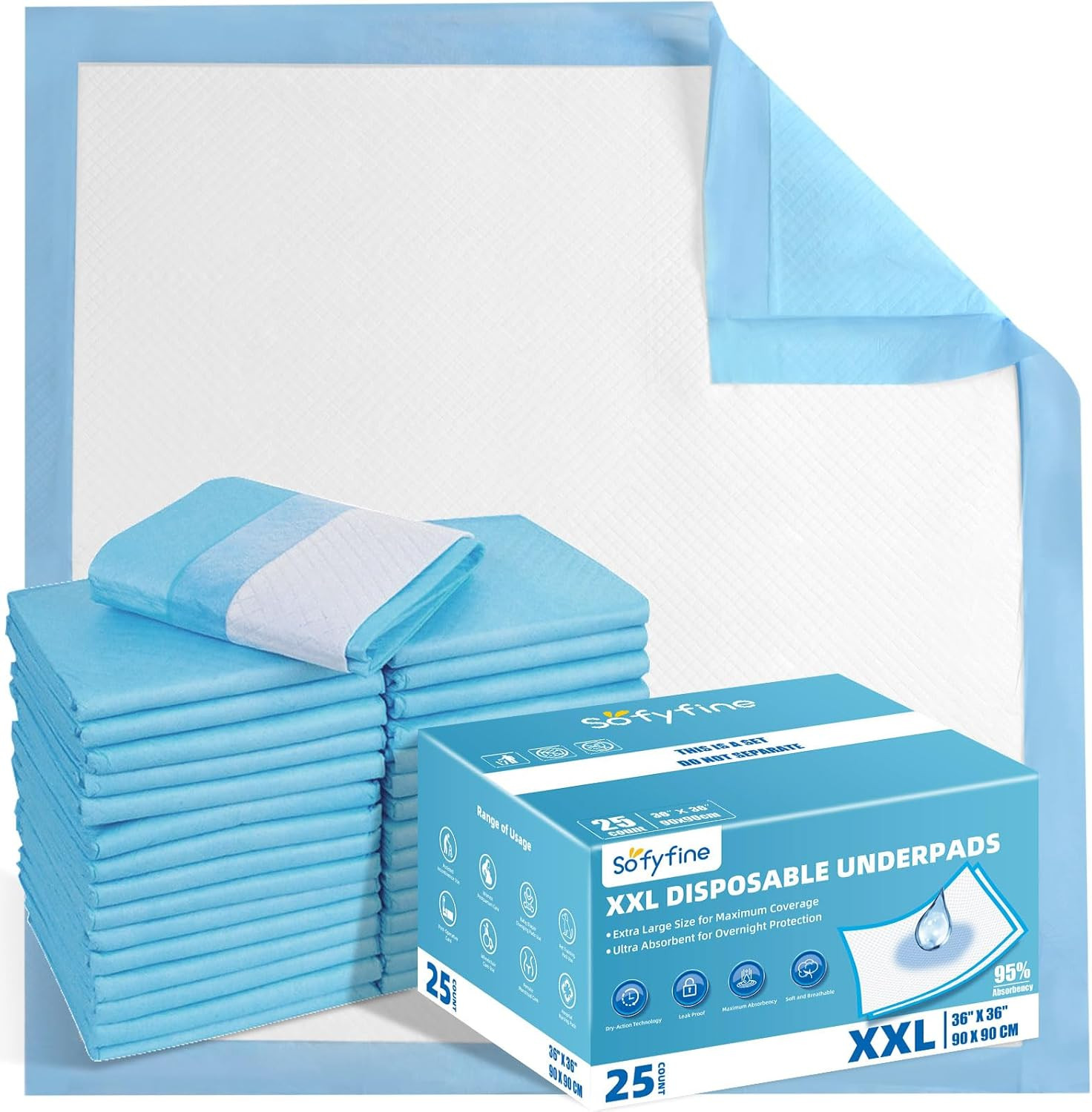 Extra Large Chucks 36″X36″ Disposable XXL Heavy Duty Absorbent Elderly Adults In