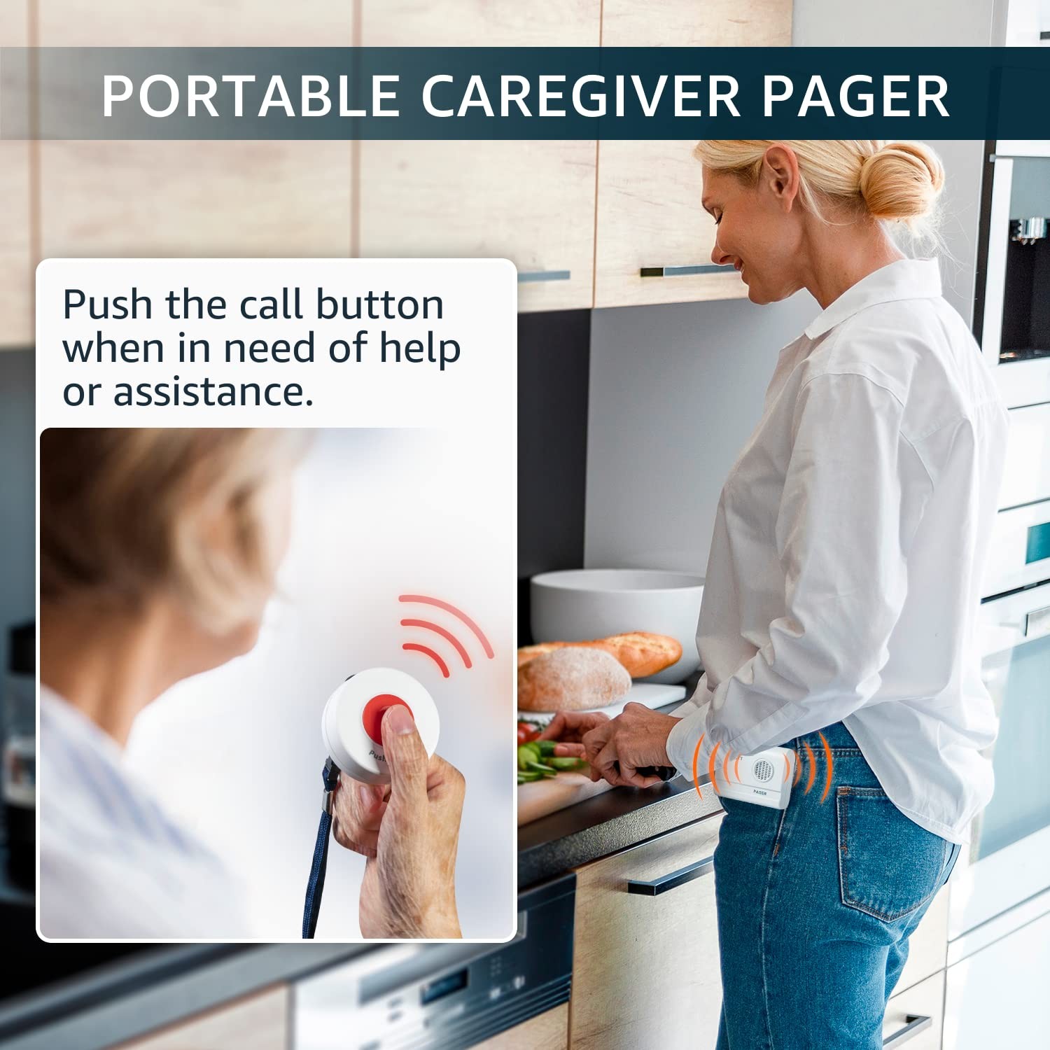 Synlett Caregiver Pager Wireless Call Buttons For Elderly Monitoring S