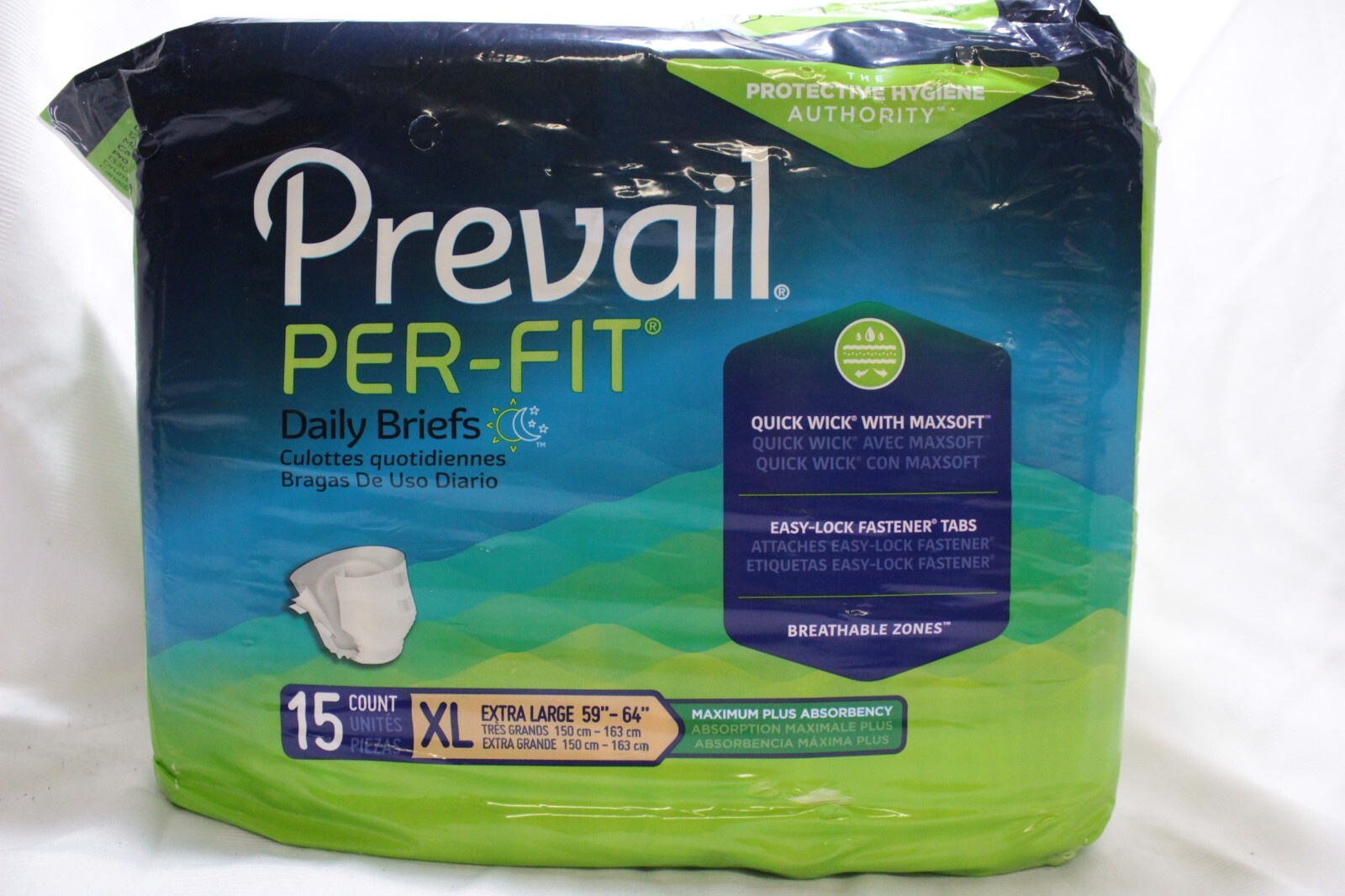 Prevail per-fit Daily Briefs size XL Extra large 59″-64″ 15 count (2 Packs)