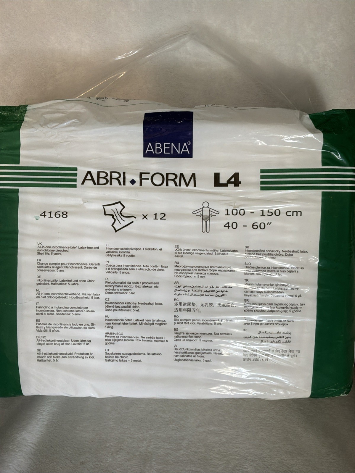 Abena 4168 Abri-Form Comfort L4 Absorbent Adult Briefs – White, Large, 12 pack