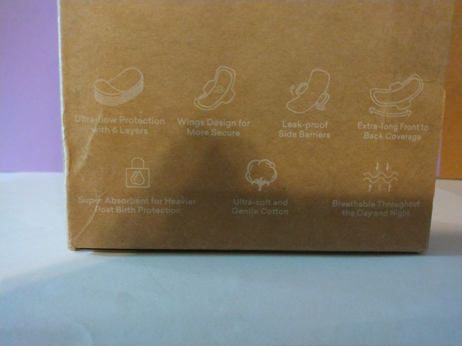 New unopened PurComfy Postpartum Secure catch Pads with wings Large 12 pads