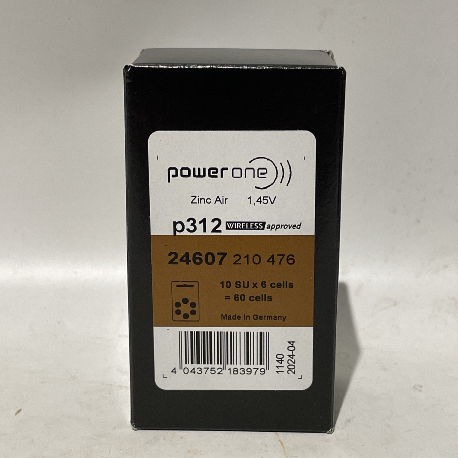 60 PowerOne Hearing Aid Cell Batteries 1.45V P312 Exp 2024 New Sealed