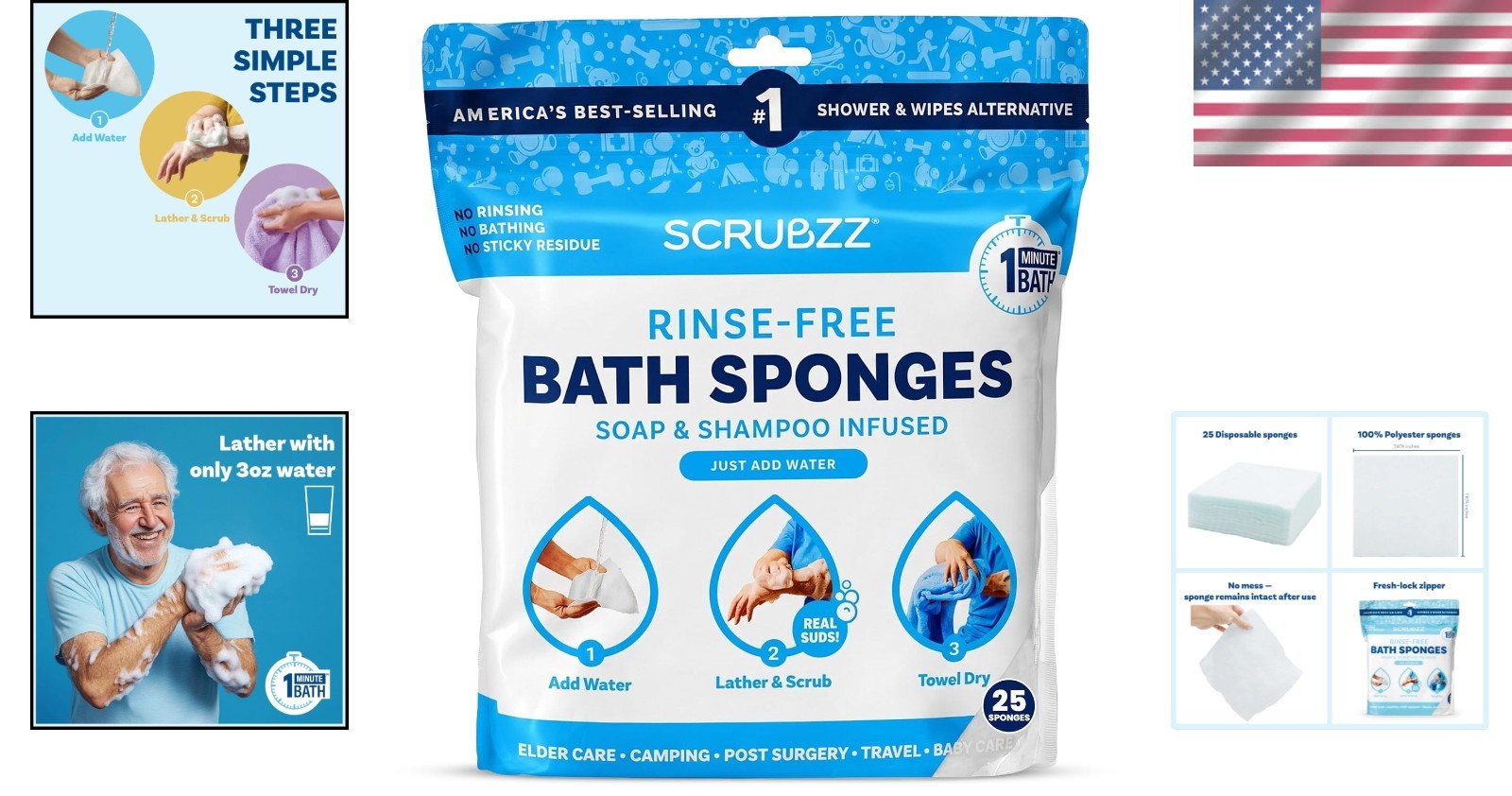 Lightweight Rinse-Free Bathing Wipes – Perfect for Travel and Caregiving