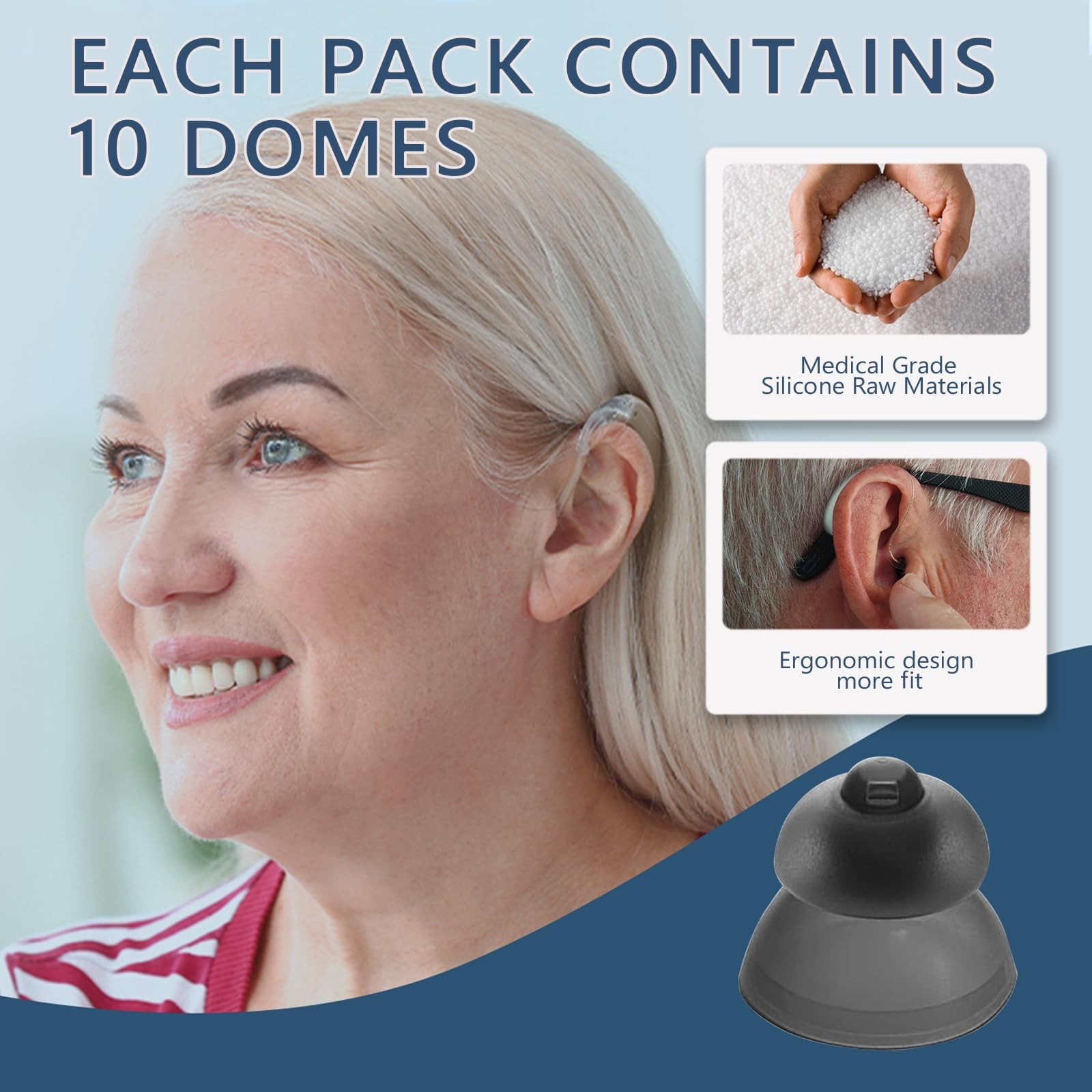 20pcs Phonak Power Hearing Aid Domes Medium 4.0 Size, 20 Pcs