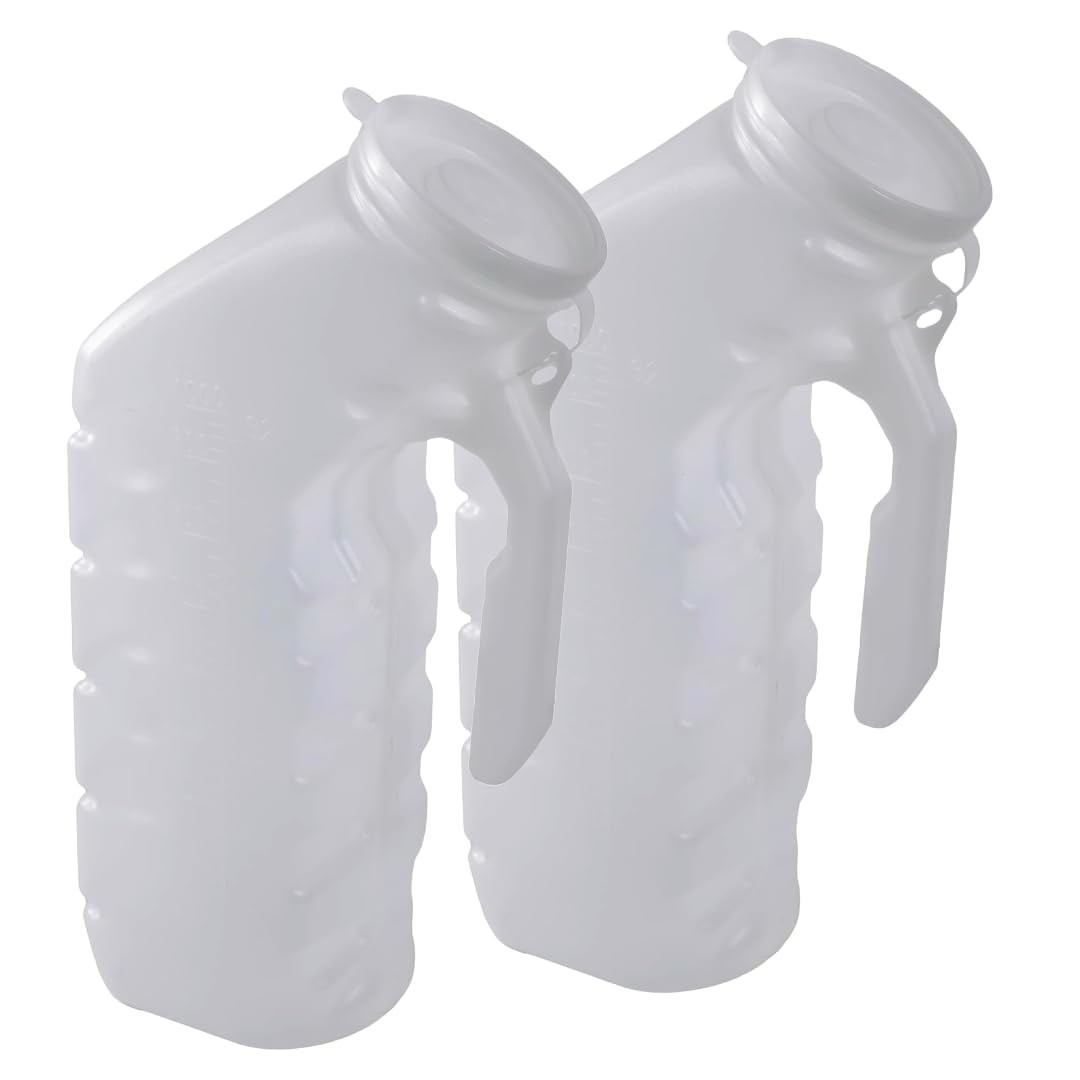 Vakly Male Urinal with Cover and Handle Portable Handheld Overnight Pee Clear