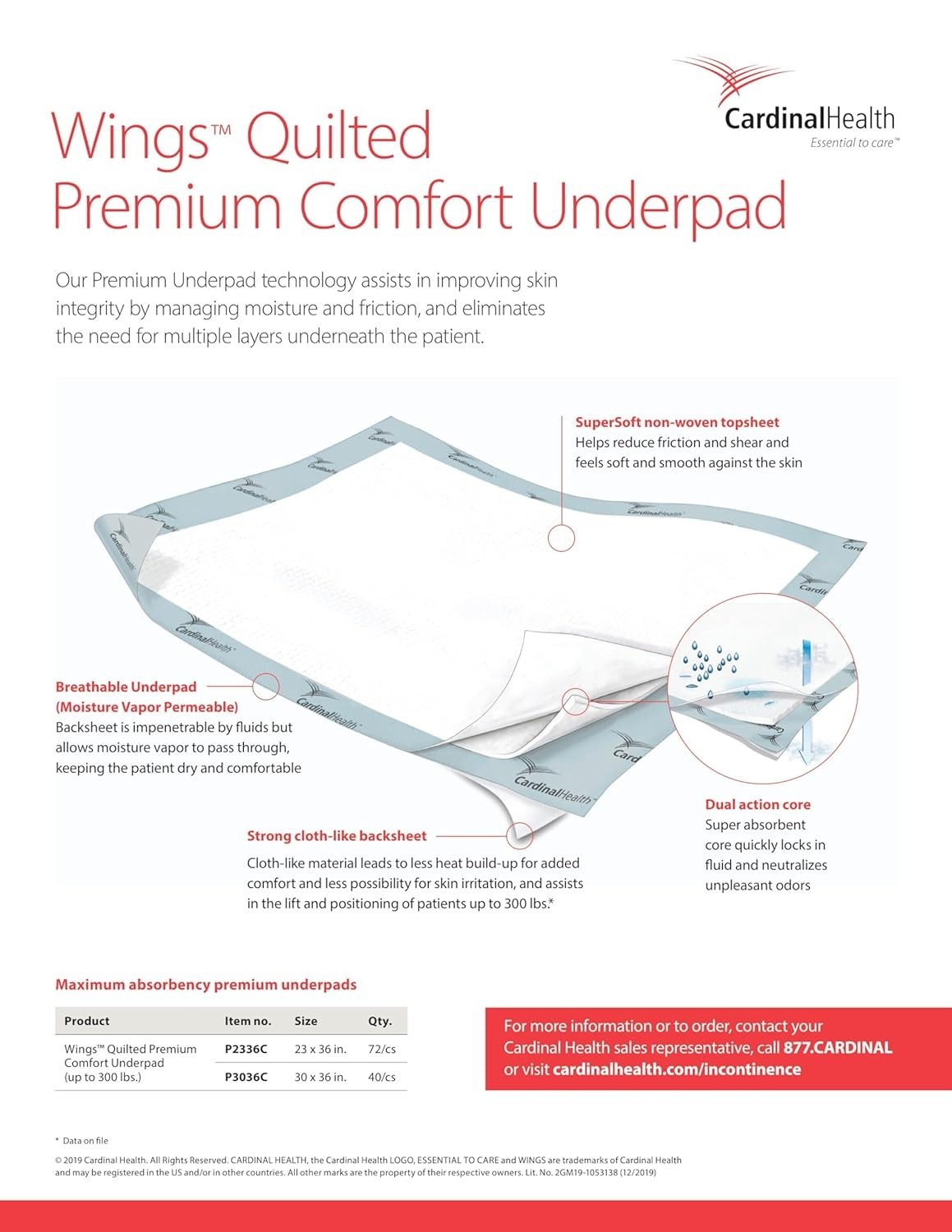 Quilted Comfort Underpad Case of 40, 30x36IN, Maximum Absorbency