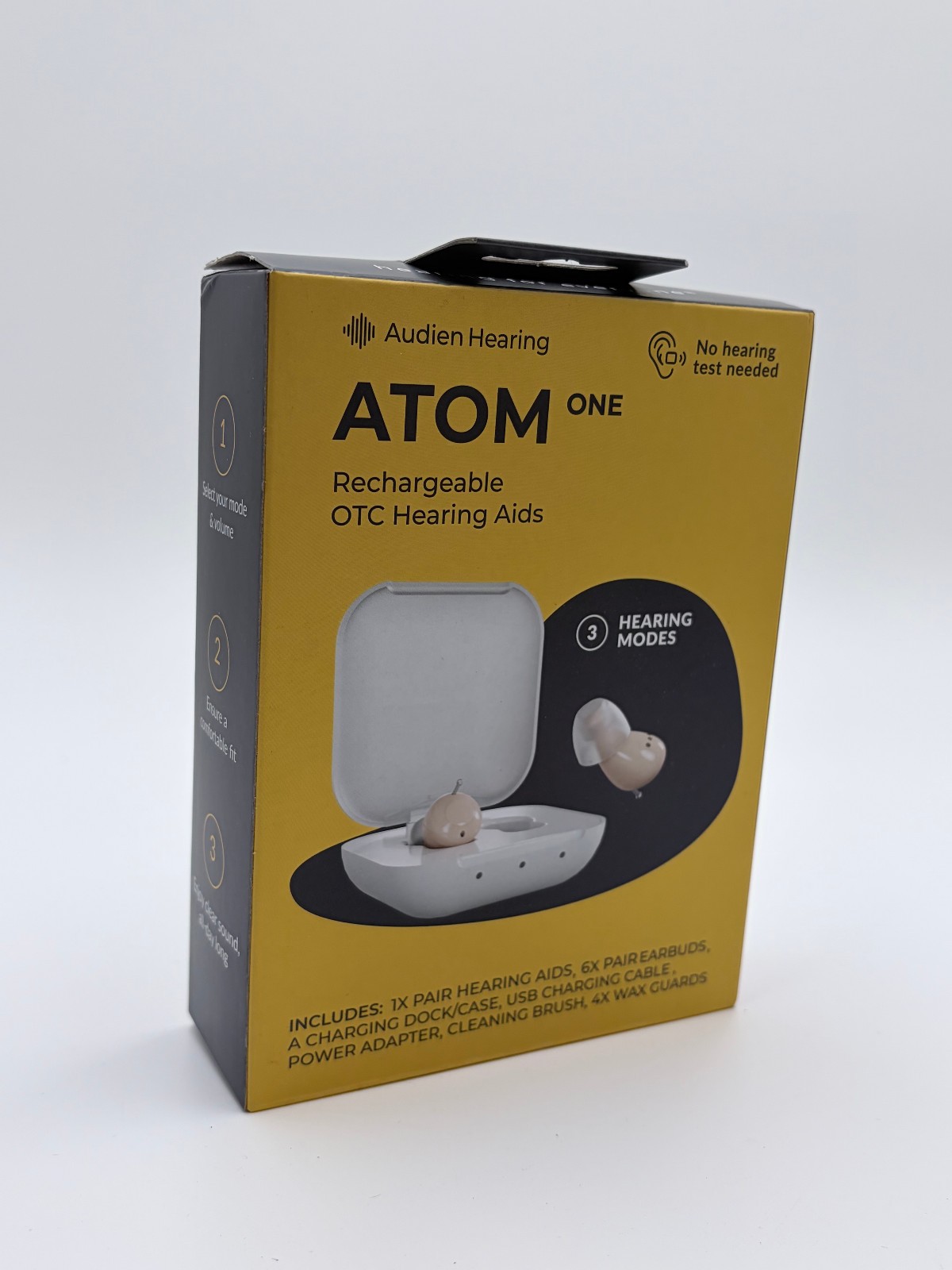 Audien Hearing ATOM One Wireless Rechargeable OTC Hearing AIDS (NEW SEALED)