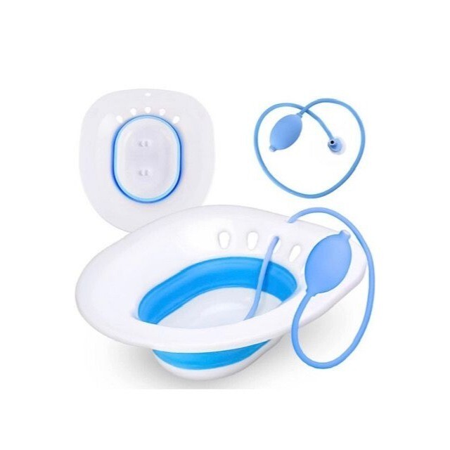 Sitz Bath for Toilet Hemorrhoids Postpartum Care – Collapsible, Drain Hole, Hang