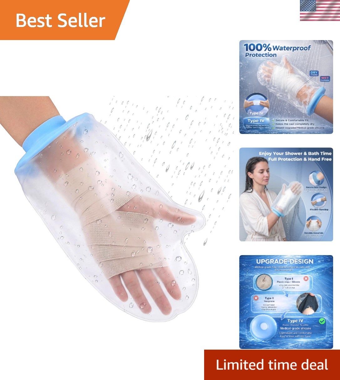 Waterproof Hand Cast Cover, Hand Cover for Shower After Surgery, Hand Cast Co…