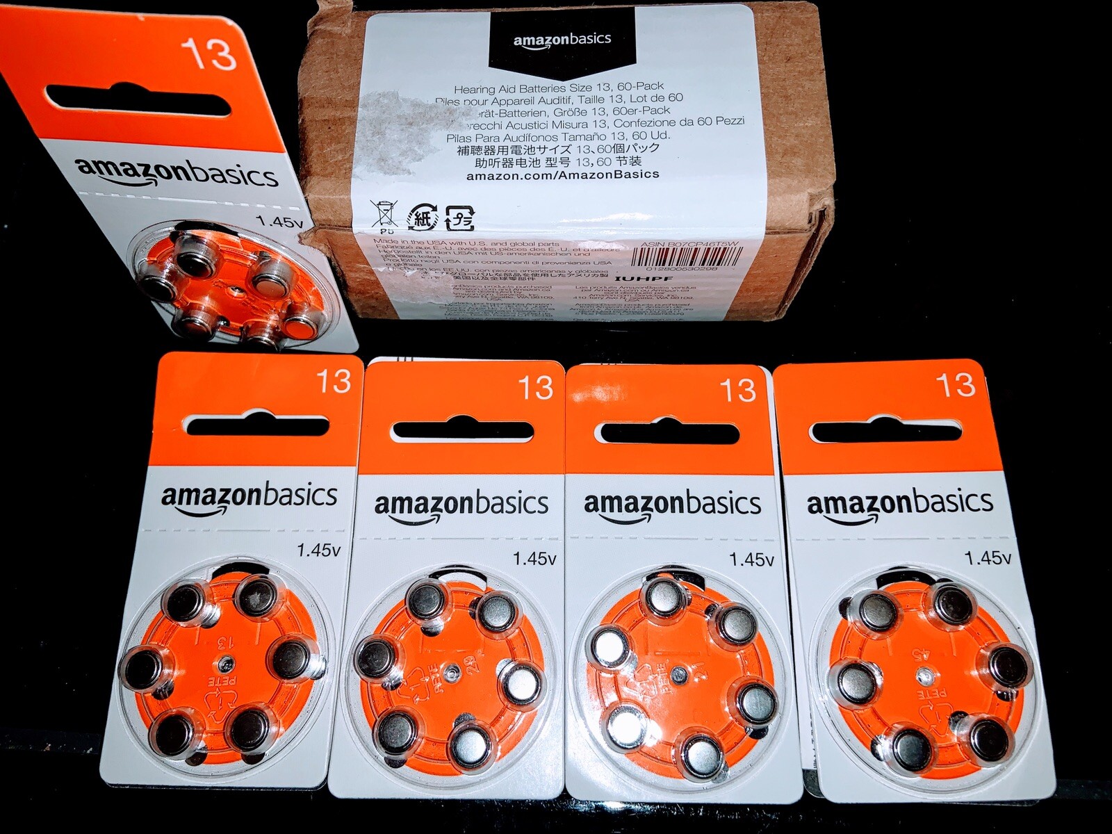 Basics 1.45 Volt Hearing Aid Batteries – Size 13 6 Count Pack of 19 – 114 Total