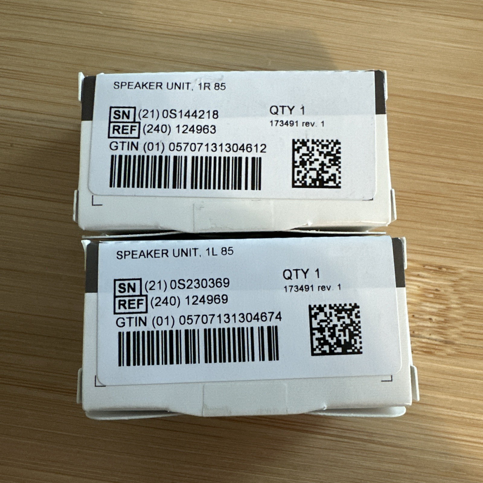 Set Of Oticon MiniFit C1 Detect (1-85-R, 1-85-L) Receivers Size 1