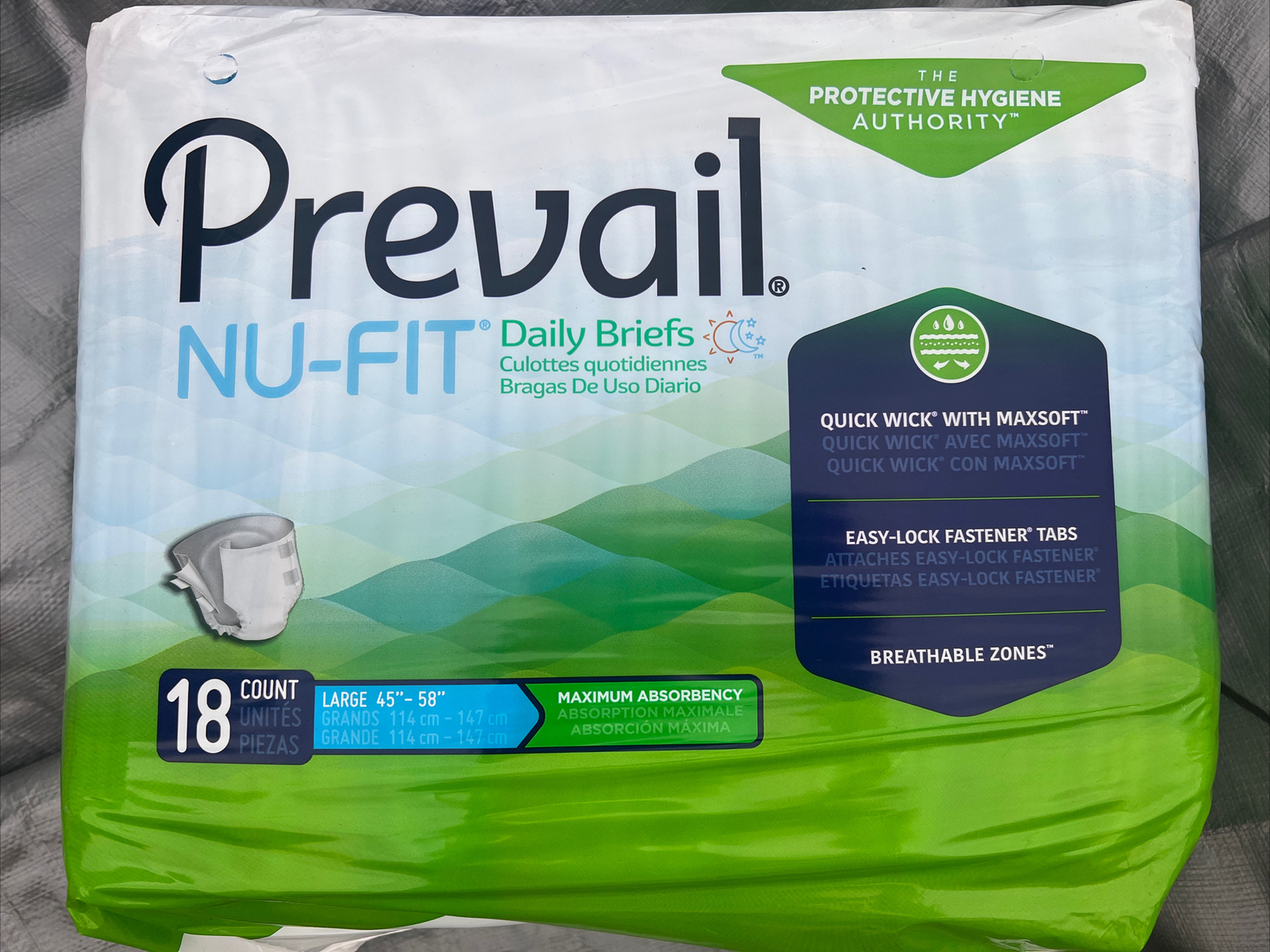 PREVAIL NU-FIT NU-013/1 – LARGE – 45″ x 58″ DAILY BRIEFS 18pk