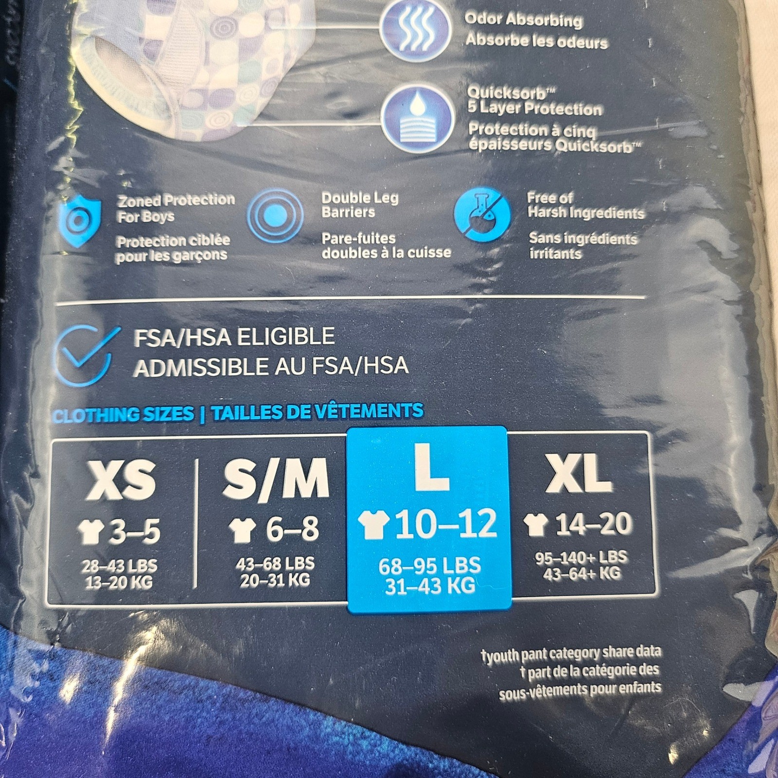 Goodnites Nighttime Underwear Boys Large 10-12 Blue 22ct Bedwetting Pants 2 Pack
