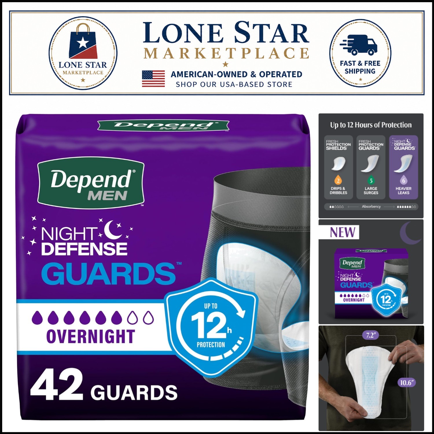 Depend Overnight Incontinence Guards for Men – 42 Count, Comfortable & Odor-Free