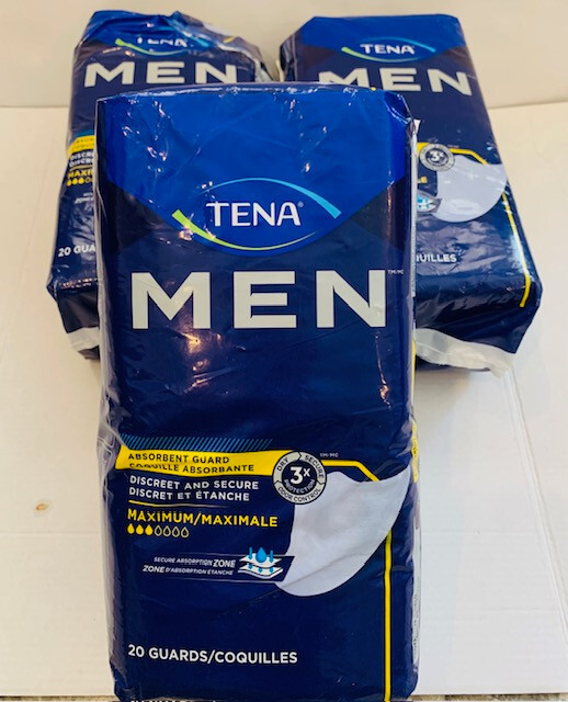 Tena Men Incontinence Protective Guards Moderate Level 3 Absorbency 3pk-20ea ***