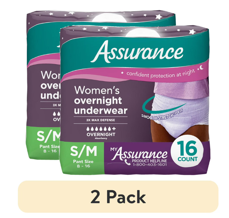 ( 2 pack ) Women’s Incontinence & Postpartum Underwear, S/M, Overnight 16 Count