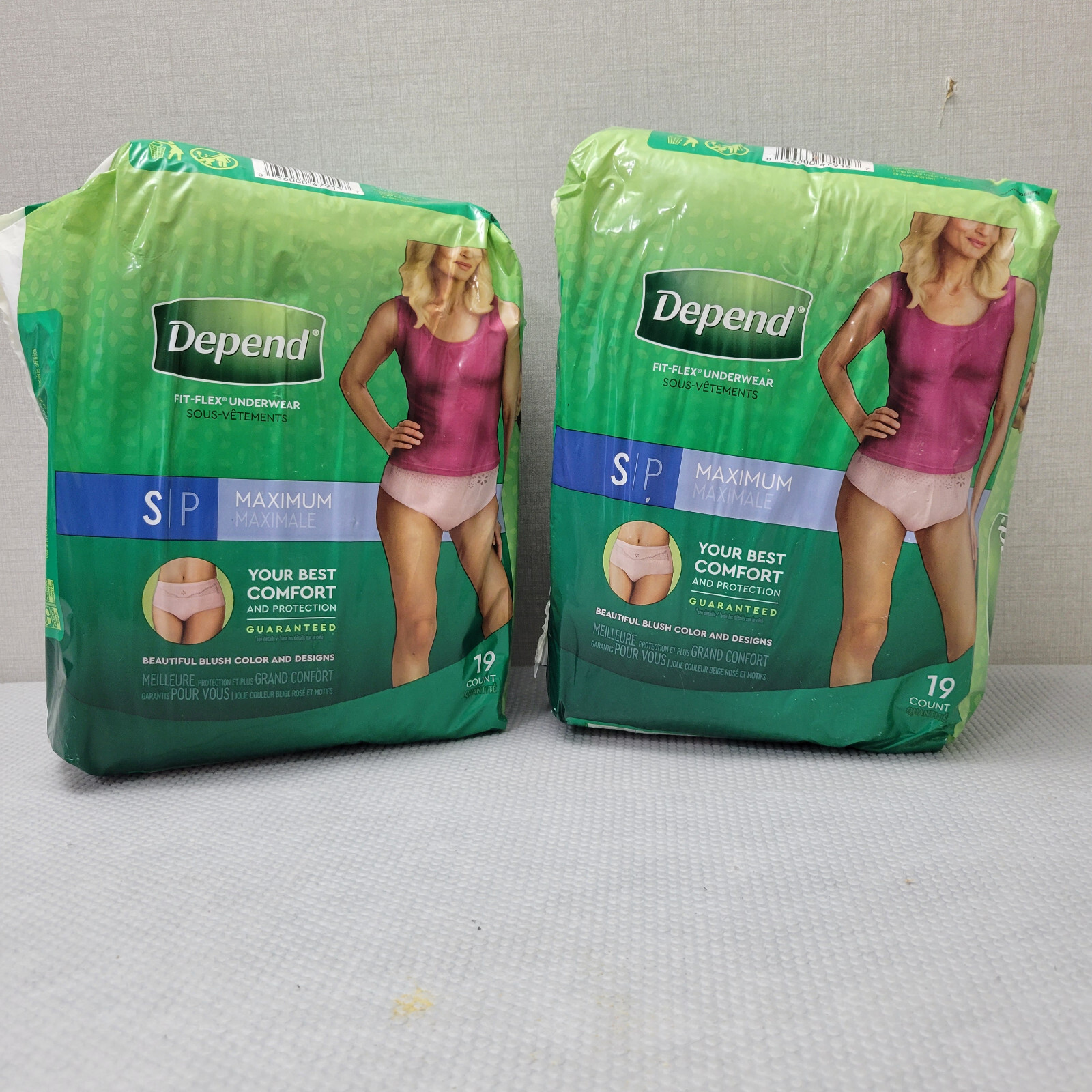 2 Packs Depend® FIT-FLEX® Maximum Absorbent Underwear Blush Color Small 19 Count