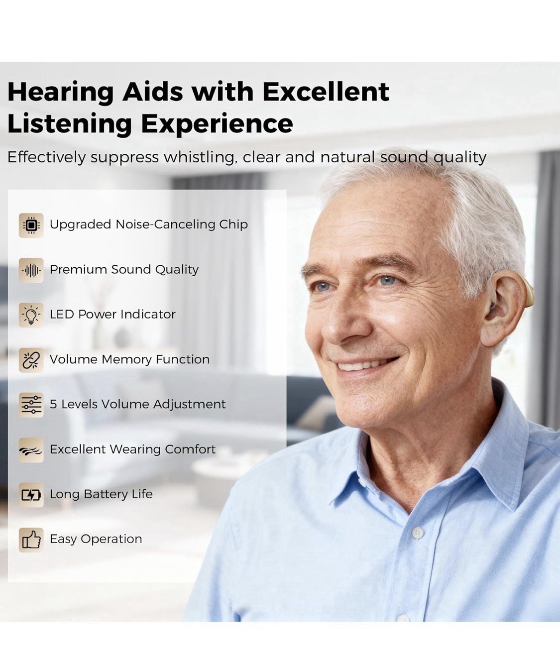 NVBOTY K06 Hearing Aids Hearing Aids for Seniors Noise Cancelling NEW OPEN BOX