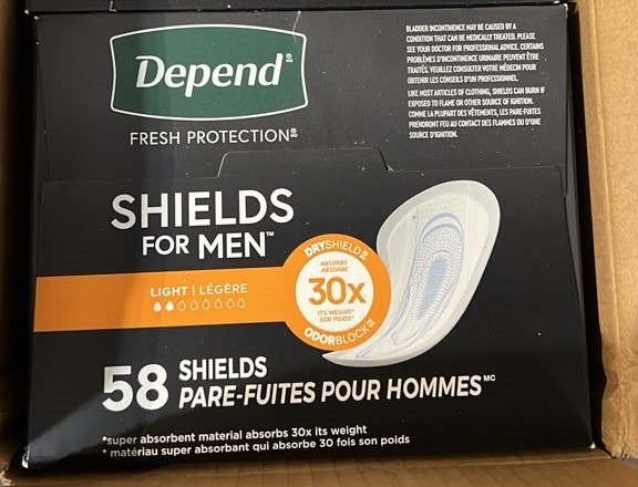 (3 Pack) Depend Shields Incontinence Pads for Men, Light Absorbency, 58 Count