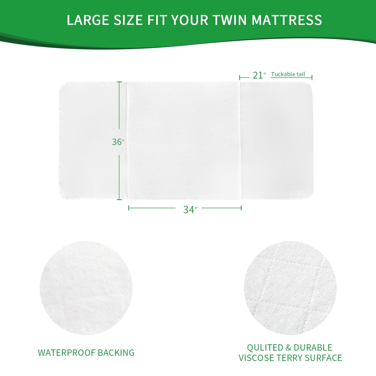 Twin34″x36″ Incontinence Bed Pads Waterproof Reusable Mattress Underpads