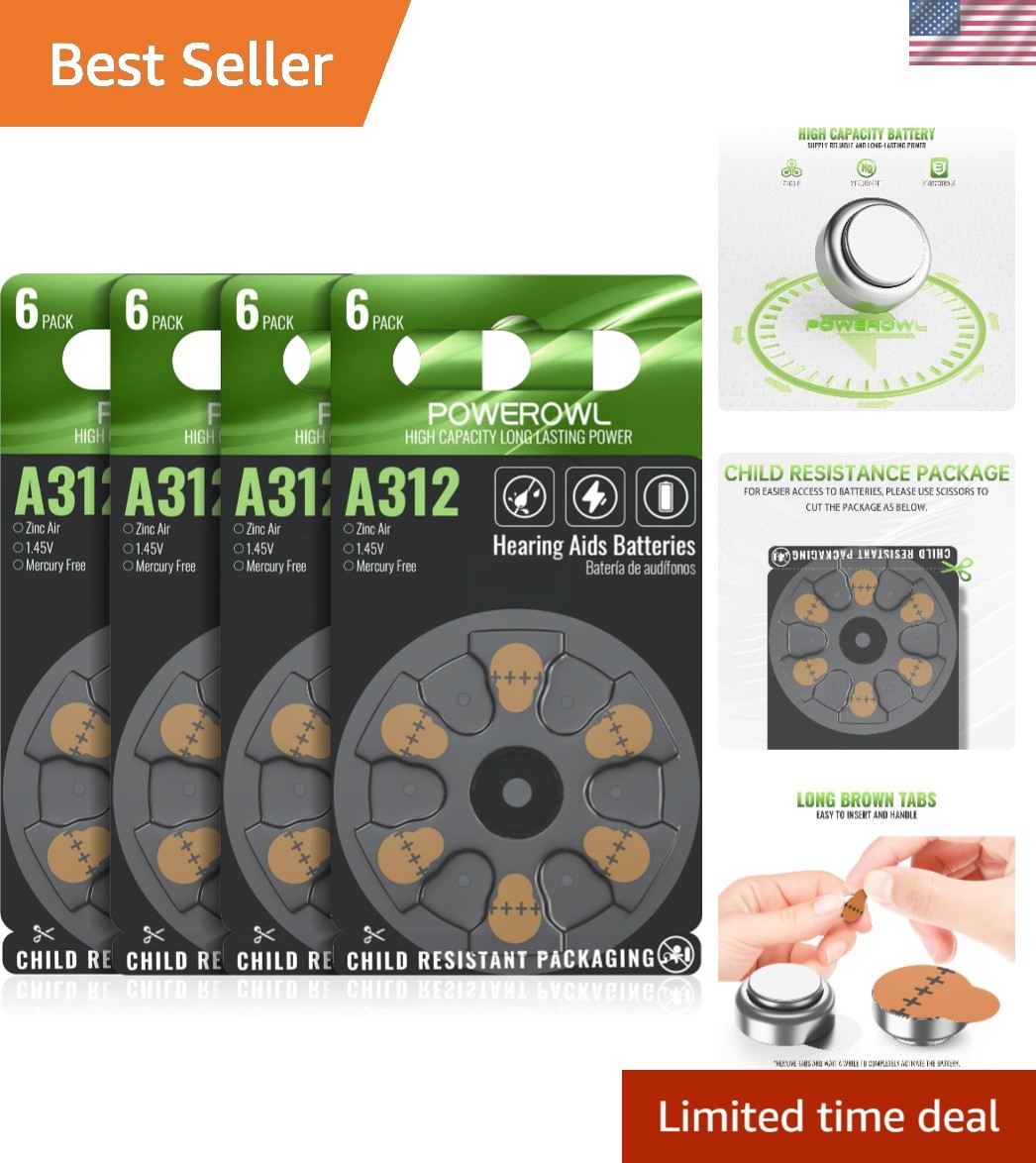 24 Pack of High Capacity Size 312A Hearing Aid Batteries – Unlock Hearing Today!