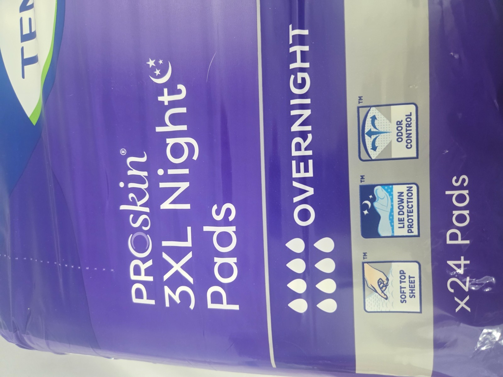 TENA ProSkin 3XL Night Pads Overnight Incontinence 24 Count ConfioAir Sealed New